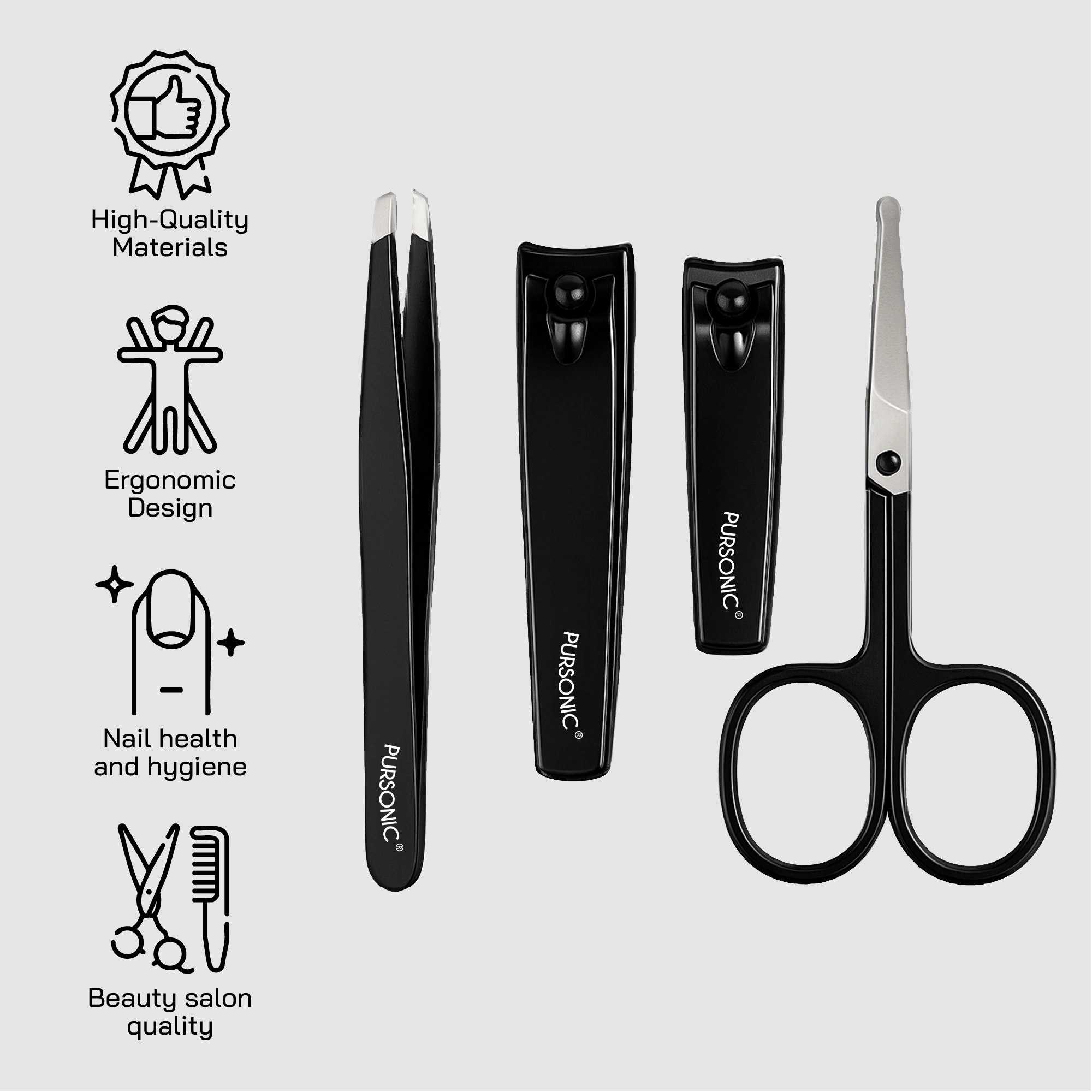 Pursonic Unisex Salon Quality Manicure & Pedicure Tool Kit