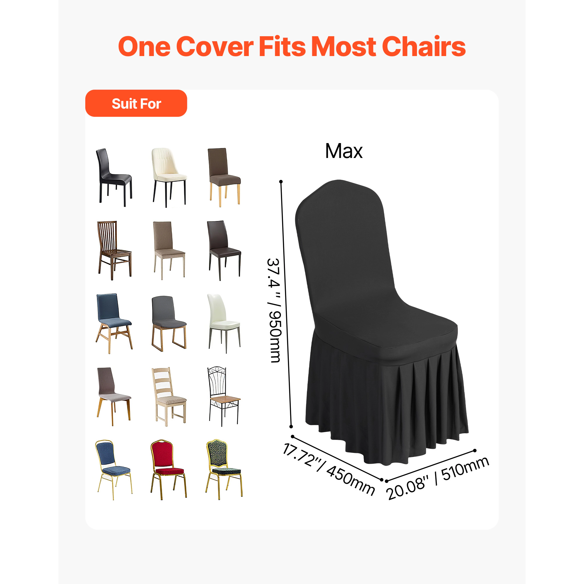 HONGGE Chair Covers Polyester Spandex Cover Stretch Slipcovers for Wedding Party Dining Banquet Flat-Front