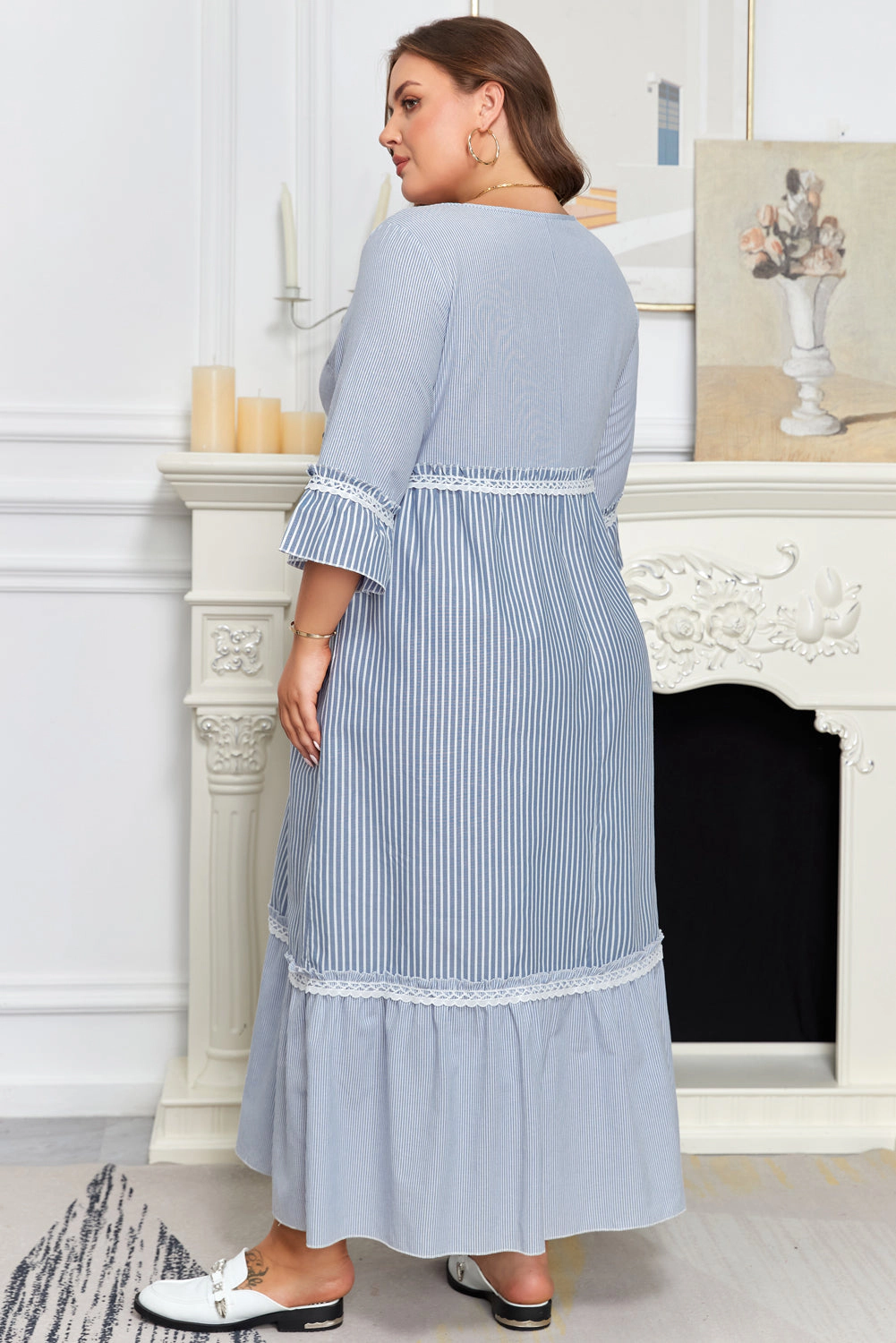 Threaded Pear Women's Amy Patchwork Shift Long PLUS Dress
