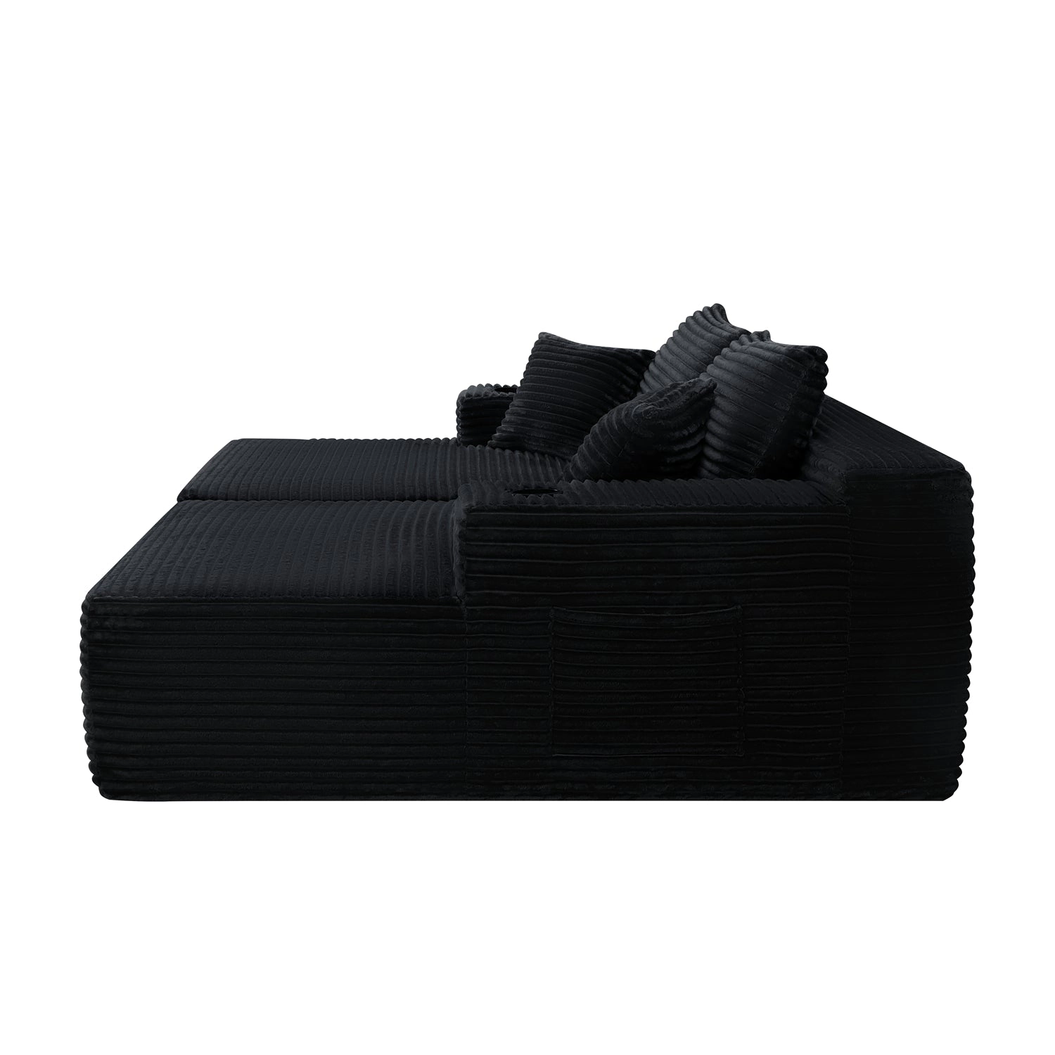 GBruno Plush Fabric Sectional Sofa With Double Chaise