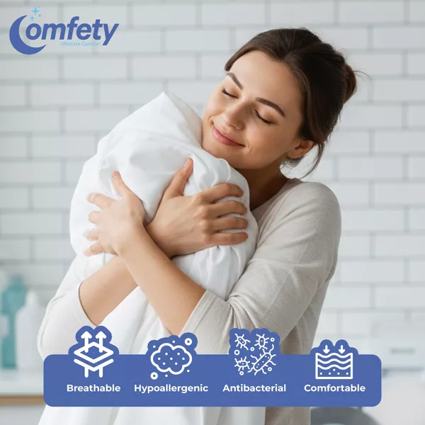Comfety Waterproof Mattress Encasement, Zippered Mattress Protector Breathable Noiseless Hypoallergenic