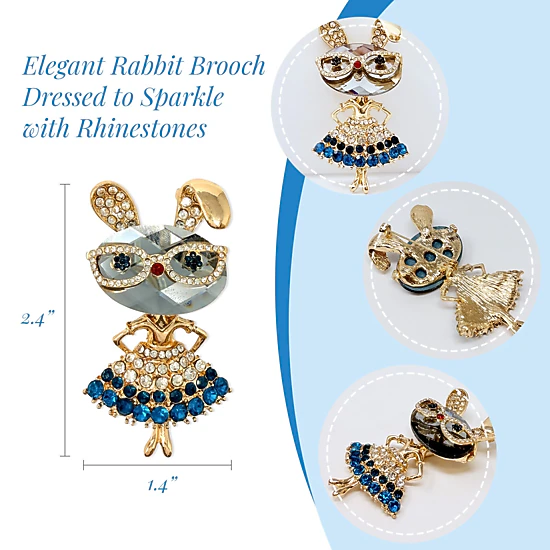 Wrapables Vintage Crystal Rhinestone Rabbit with Glasses and Skirt ...