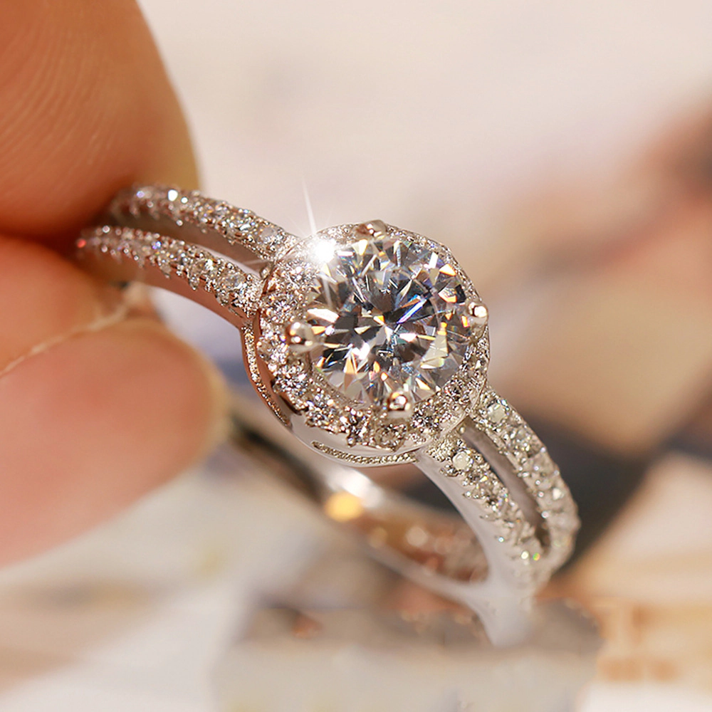 Graceful 4-Prong Setting Round Cubic Zirconia Ring