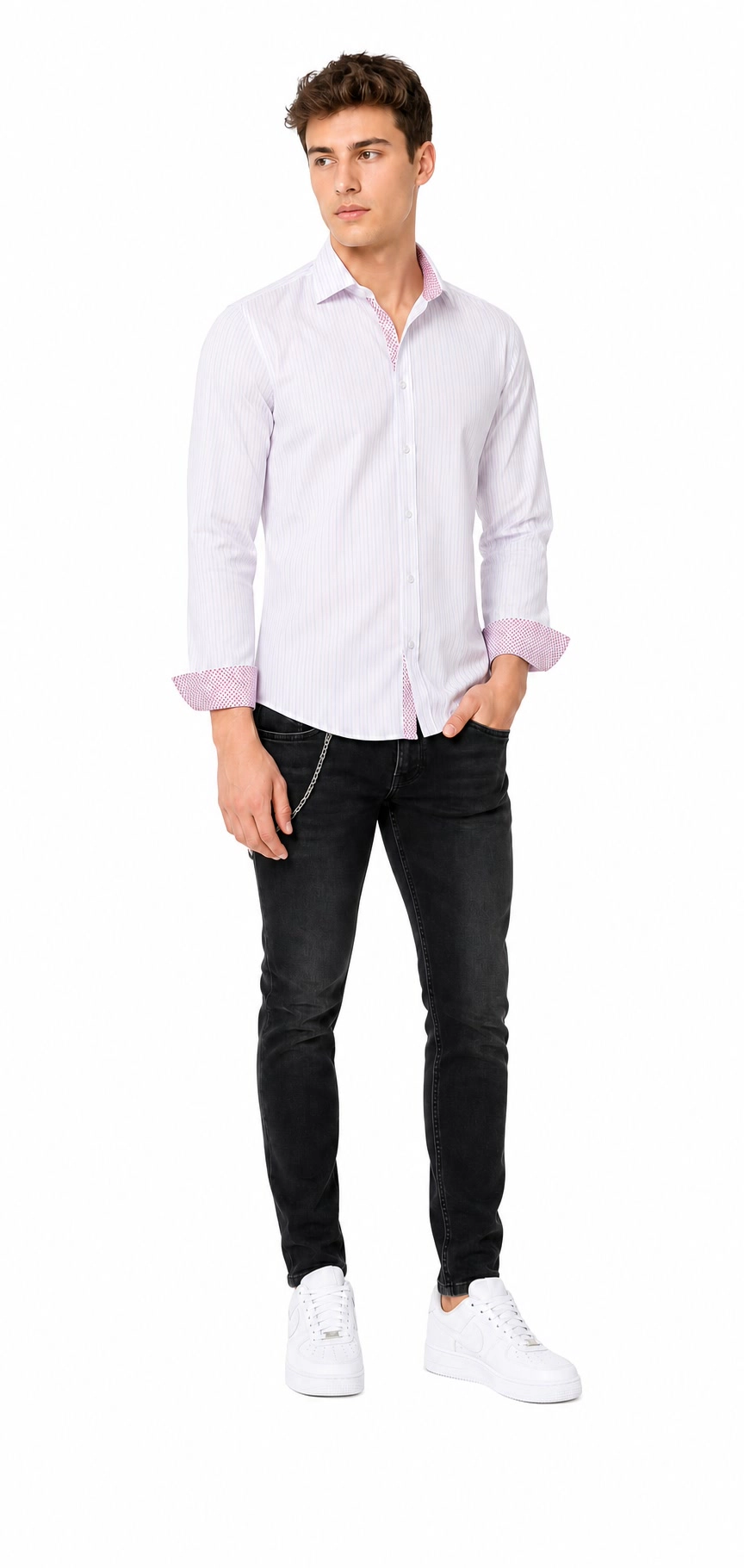 Elie Balleh Slim Fit Mens Striped Button-Down Shirt