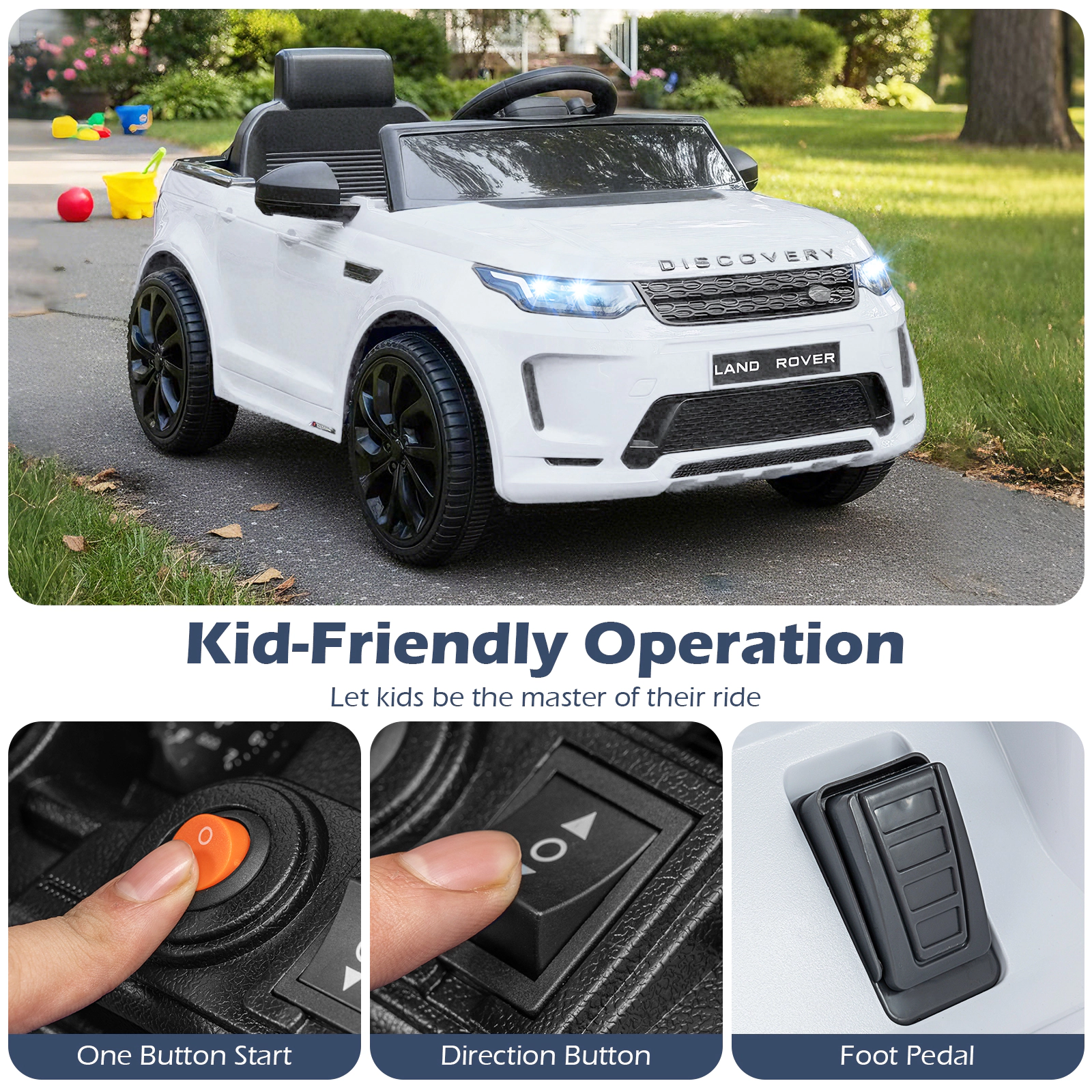 SUGIFT Kids White 12V SUV Ride On Car with Remote Control and Soft Start 38-in W 17-in H 66-lb Seat Capacity