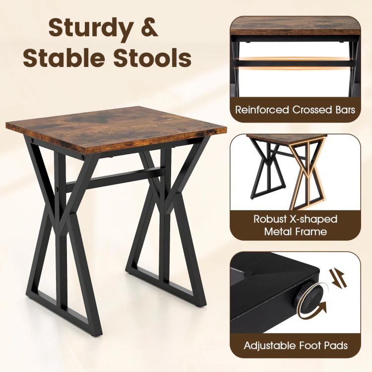 Hivvago 5-Piece Dining Room Set Industrial Rectangular Kitchen Table With 2 Benches And 2 Stools