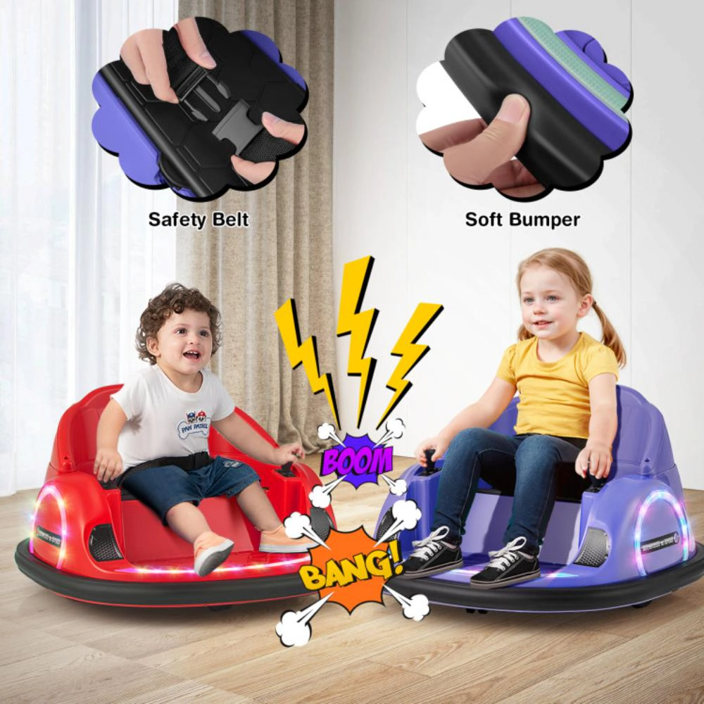 Hivvago 12V 360Â° Ride on Bumper Car for Toddlers with Remote Control-Purple