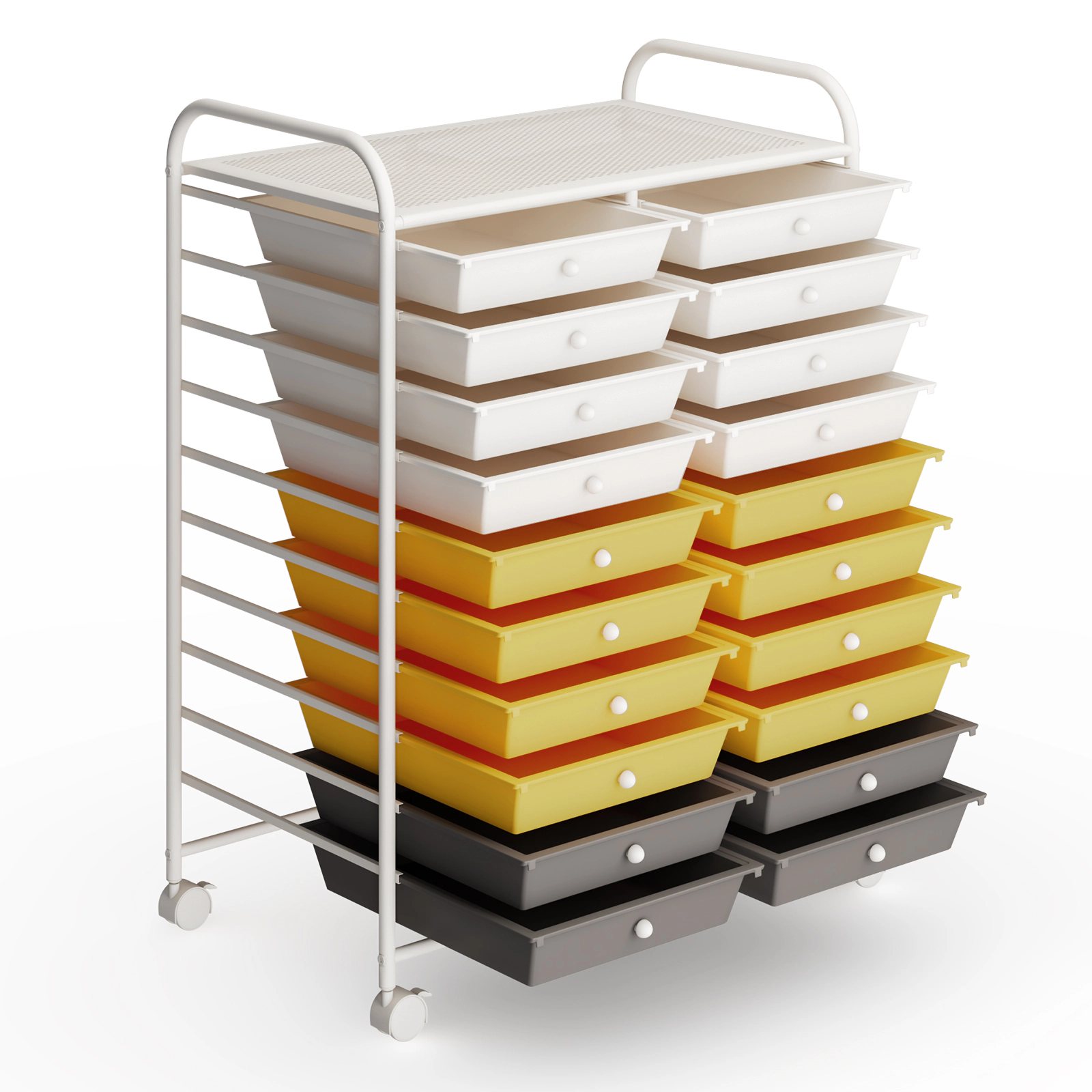 SUGIFT Yellow 20-Drawer Rolling Utility Cart Studio Storage Organizer with 4 Swivel Casters and Steel Frame