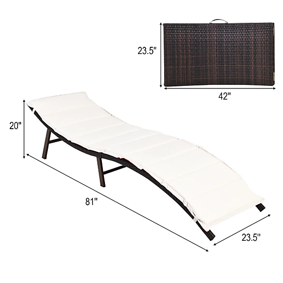 LJG 2Pcs Folding Patio Lounger Chair