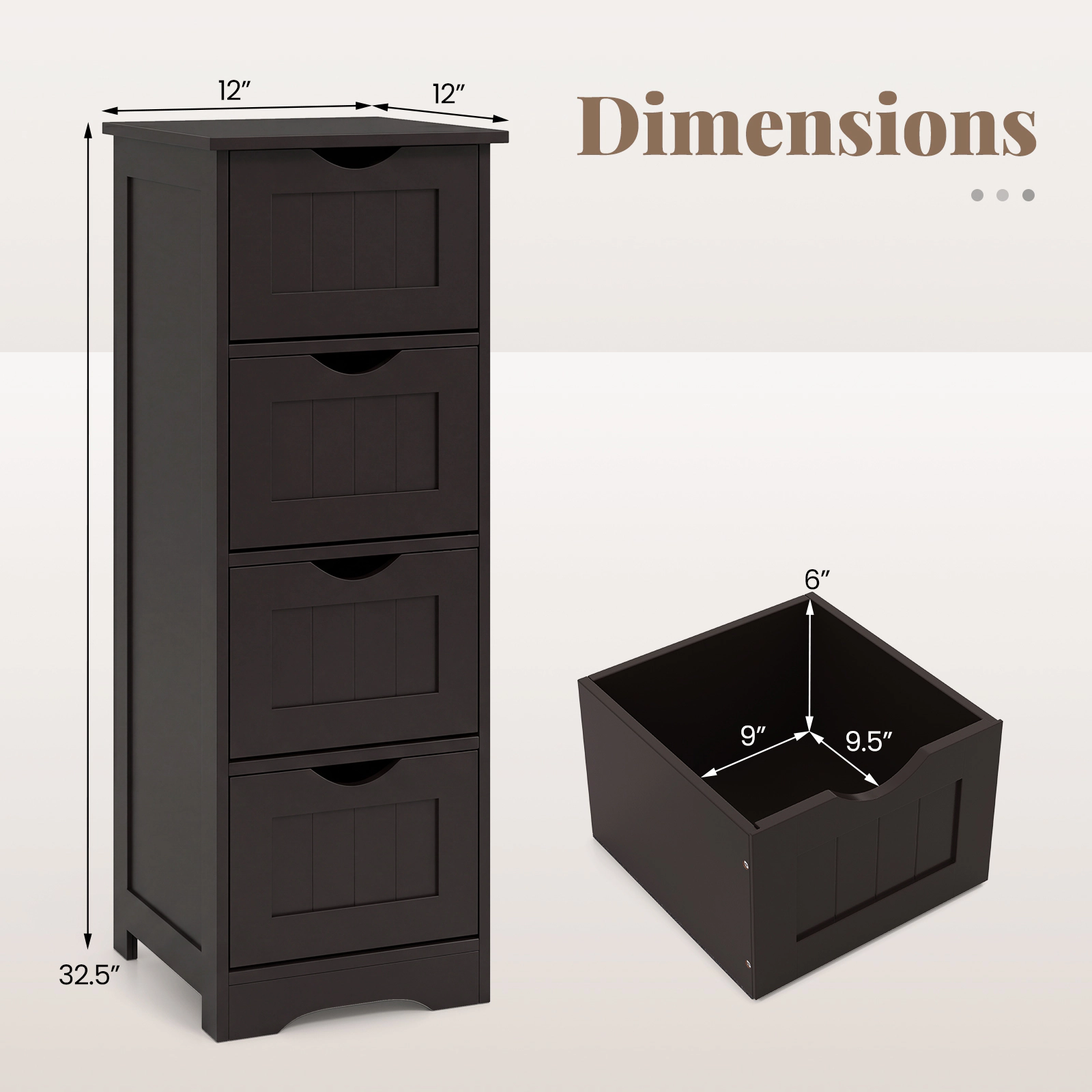 SlickBlue Freestanding Bathroom Cabinet with Deep Storage Drawers