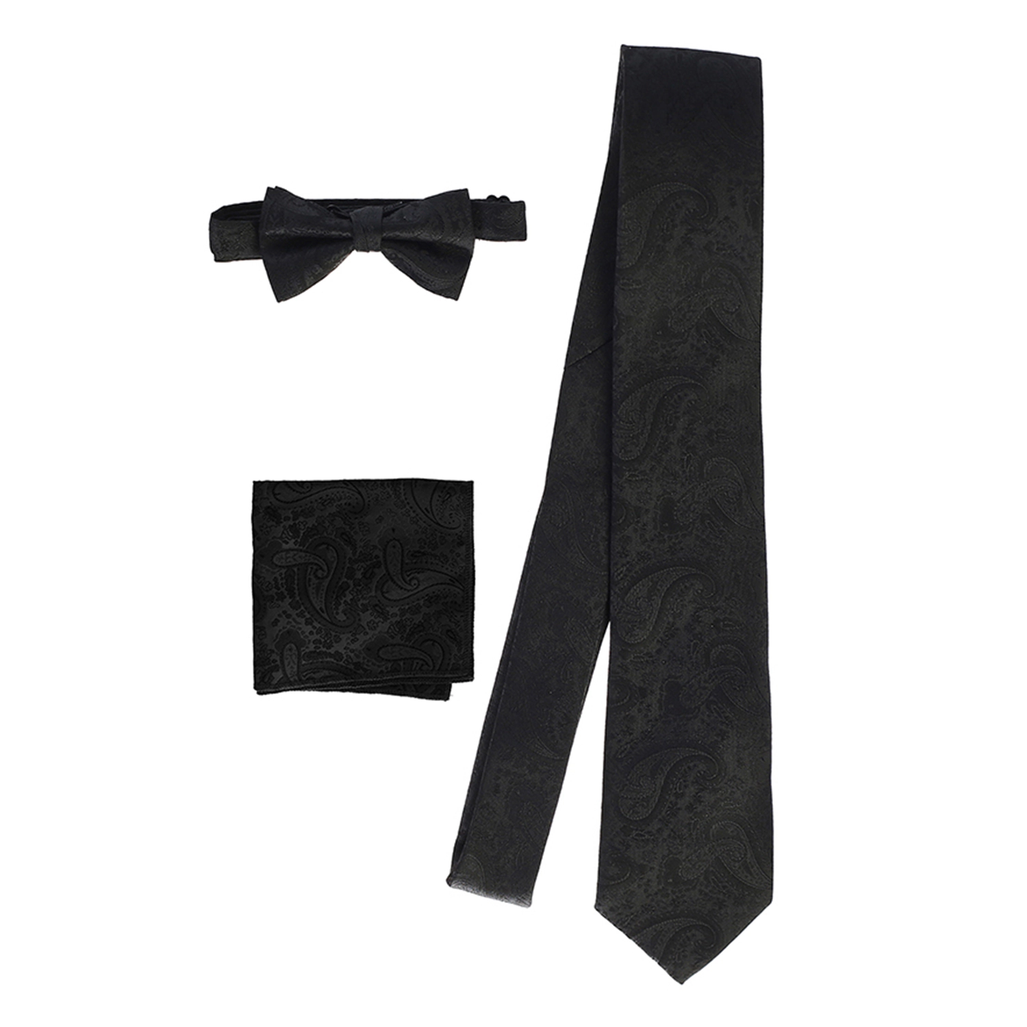 Gioberti Men's Formal 4pc Metallic Paisley Vest Necktie Bowtie And Pocket Square