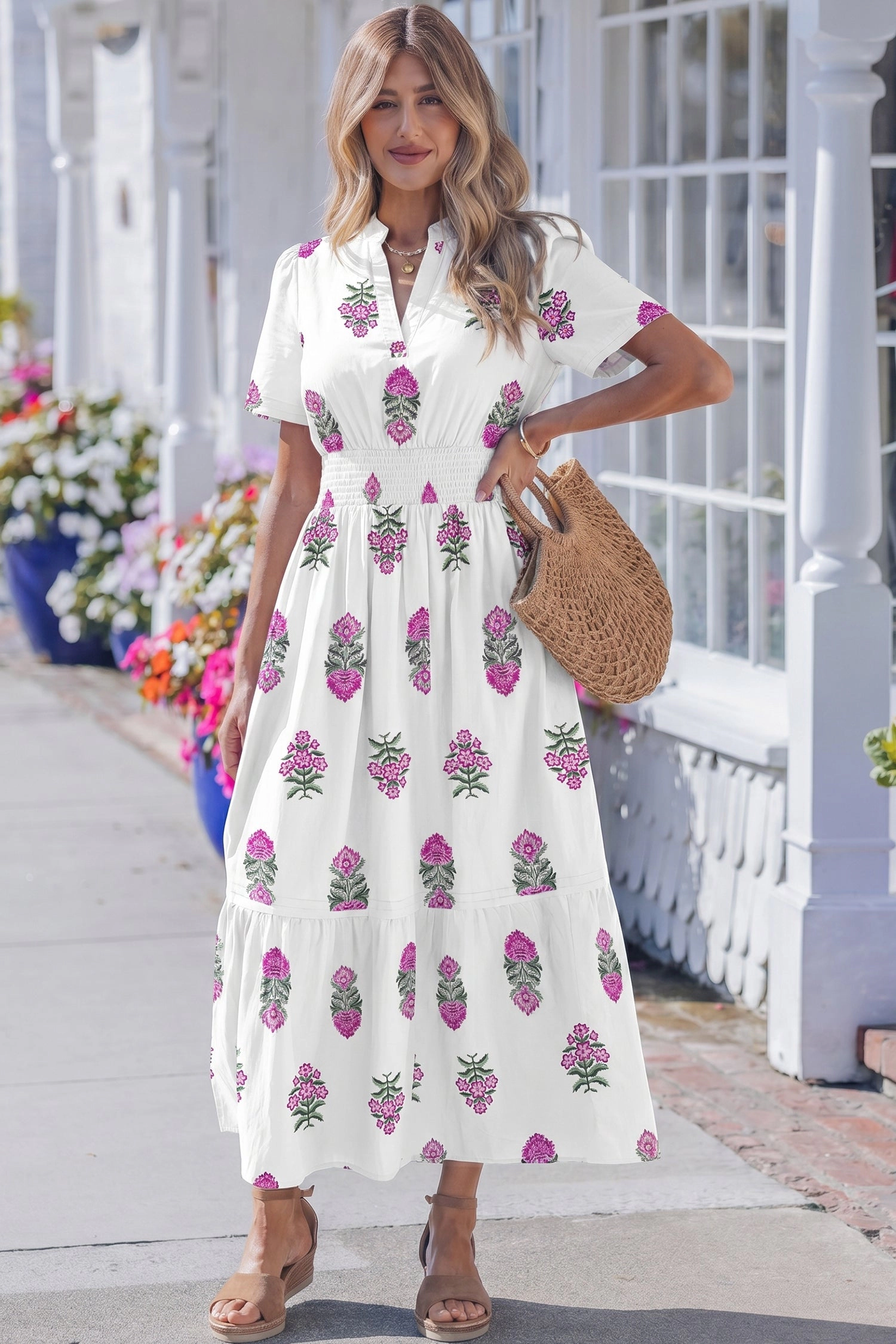 Threaded Pear Women's Aileen Ruffle Hem Maxi Dress