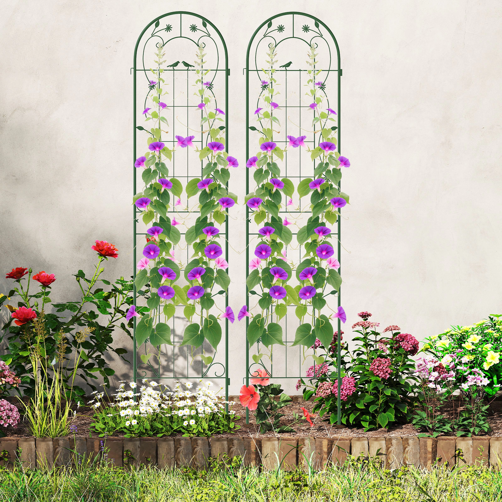 LJG 2 Pack 86.5 x 20 Inches Metal Garden Trellis for Climbing Plants