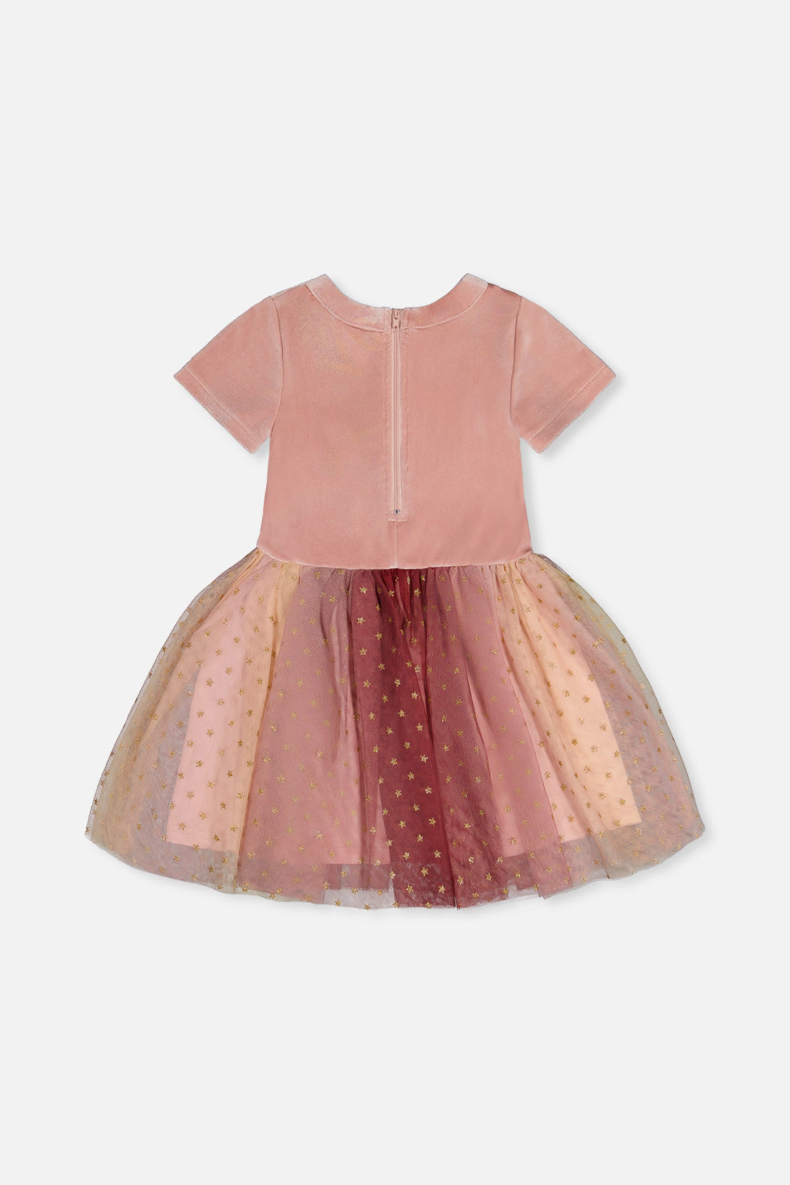 Deux par Girls Bi-Material Dress with Gradient Print Skirt