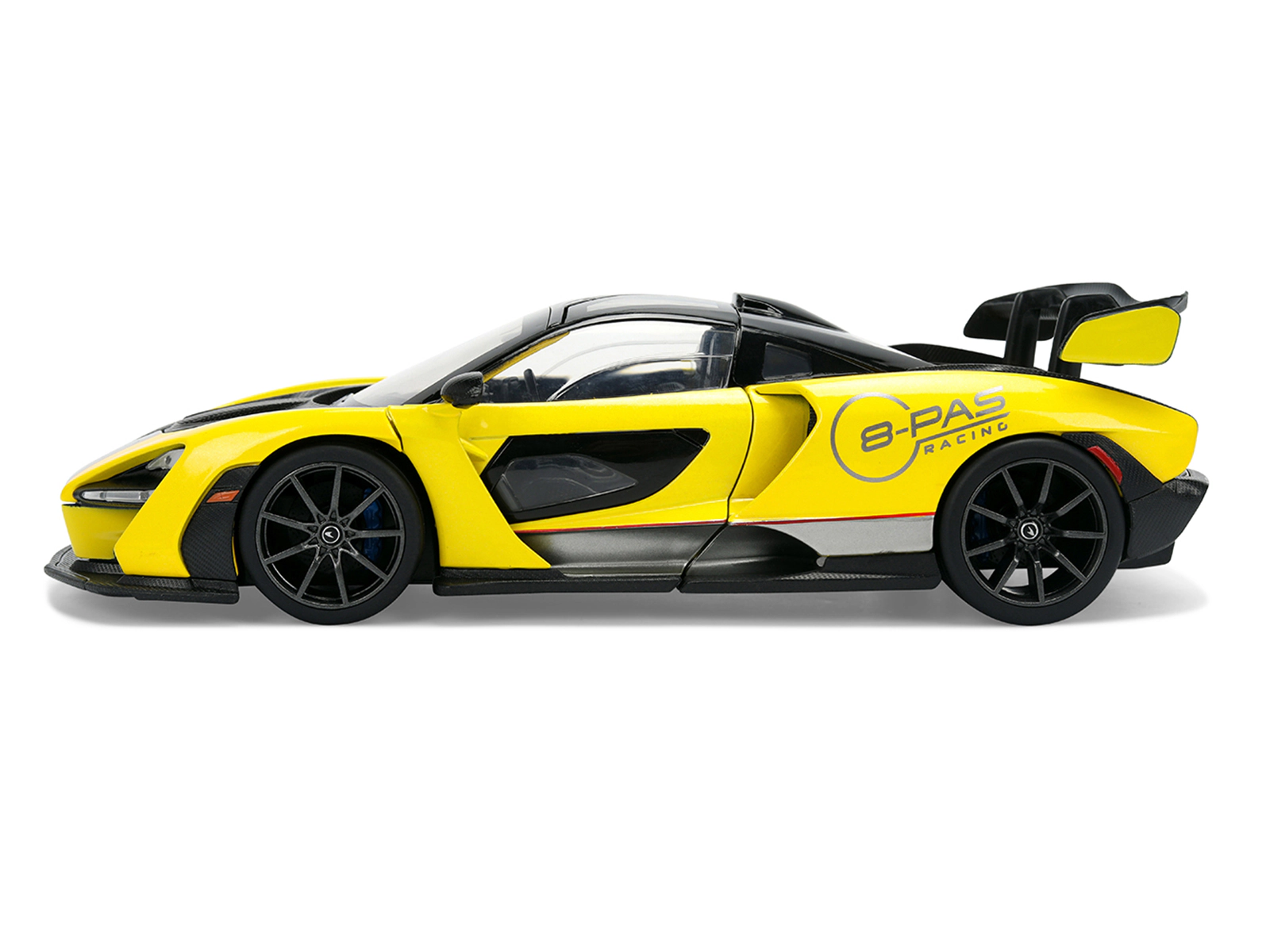 Jada McLaren Senna "8-PAS Racing" Yellow Metallic with Black Top "Hyper-Spec" Series 1/24 Diecast Model Car by Jada