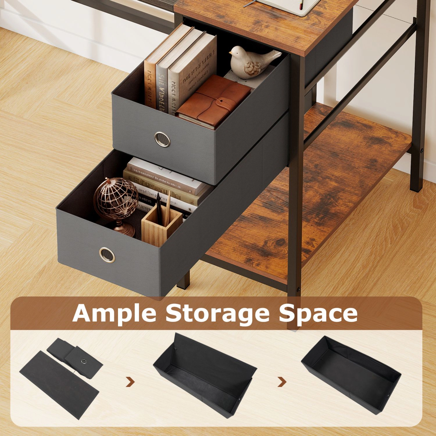 SlickBlue 48 Inch Computer Desk with 2 Drawers and Storage Shelf