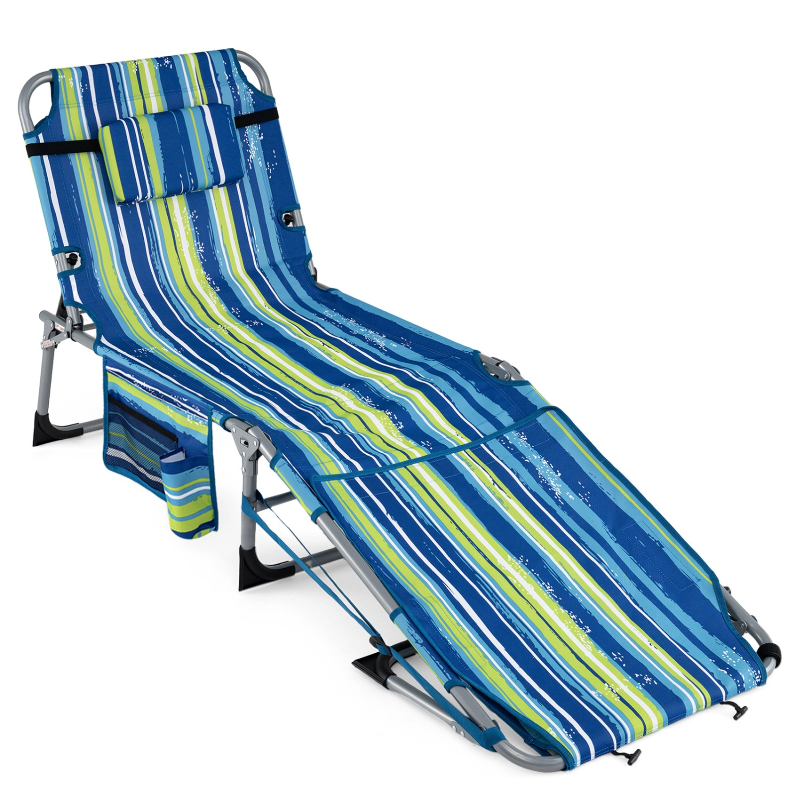 SUGIFT Face Hole 4-Level Adjustable Backrest Portable Tanning Chair Sunbathing Chaise Lounge