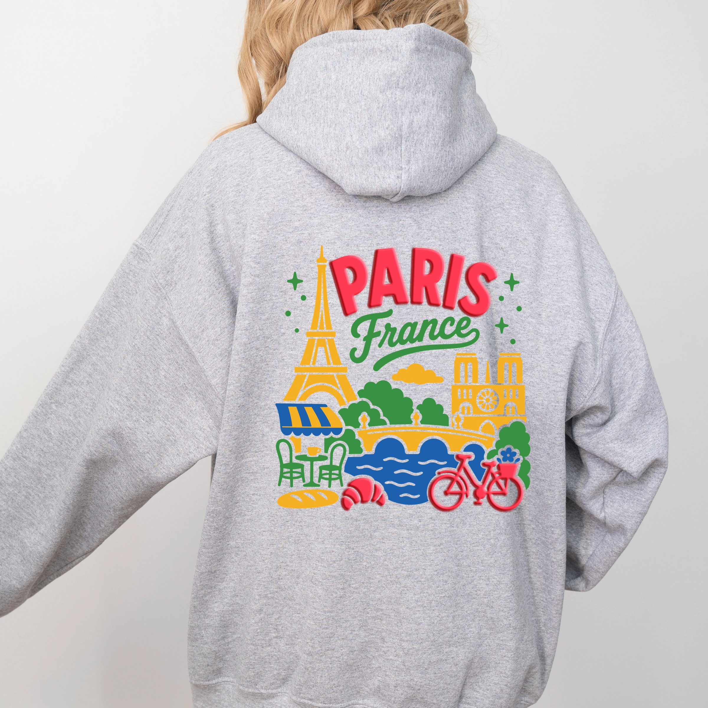 Simply Sage Market - Women's Graphic Hoodie Paris Vibrant Puff Print