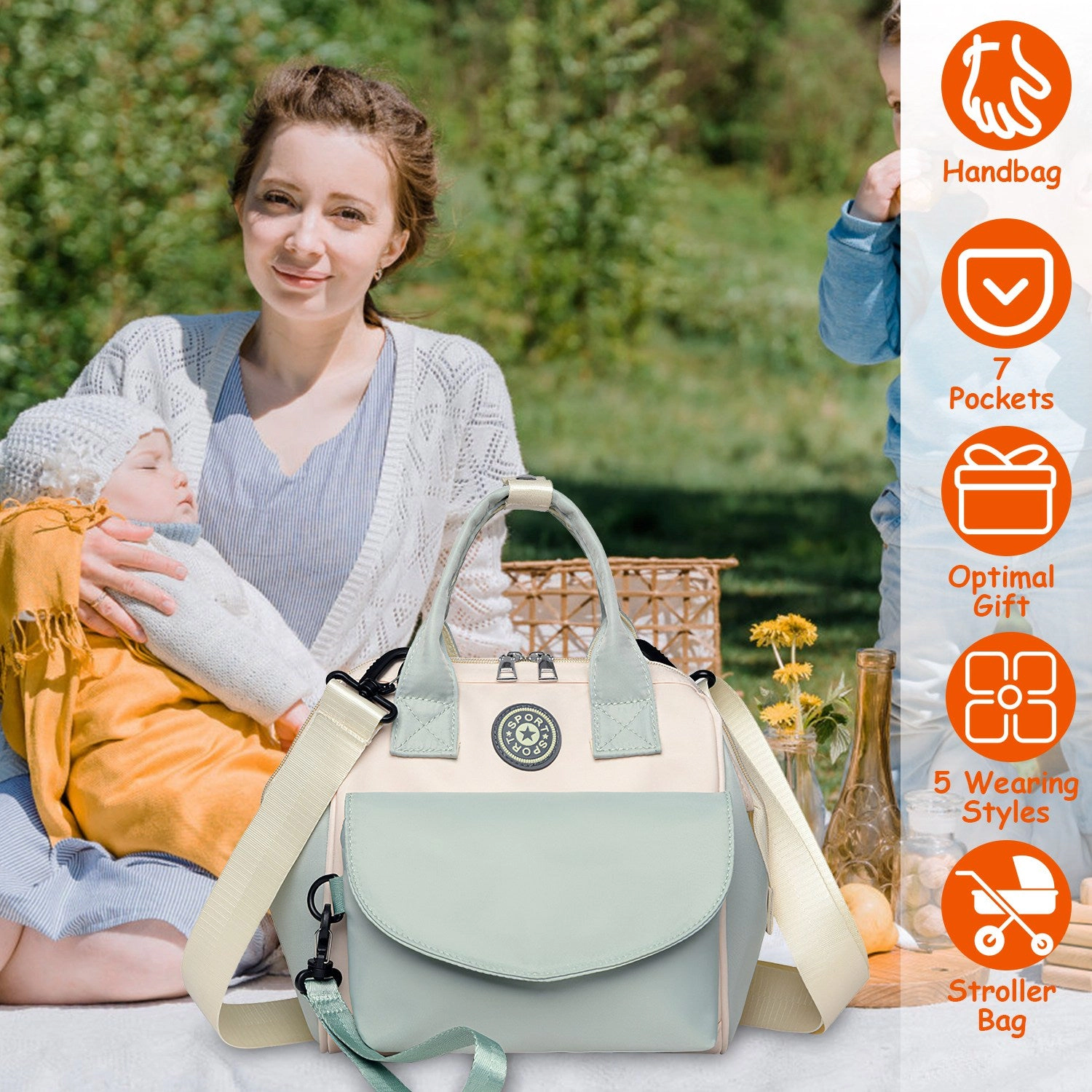 GBruno Kids' Kids' 7-Pocket Convertible Diaper Bag