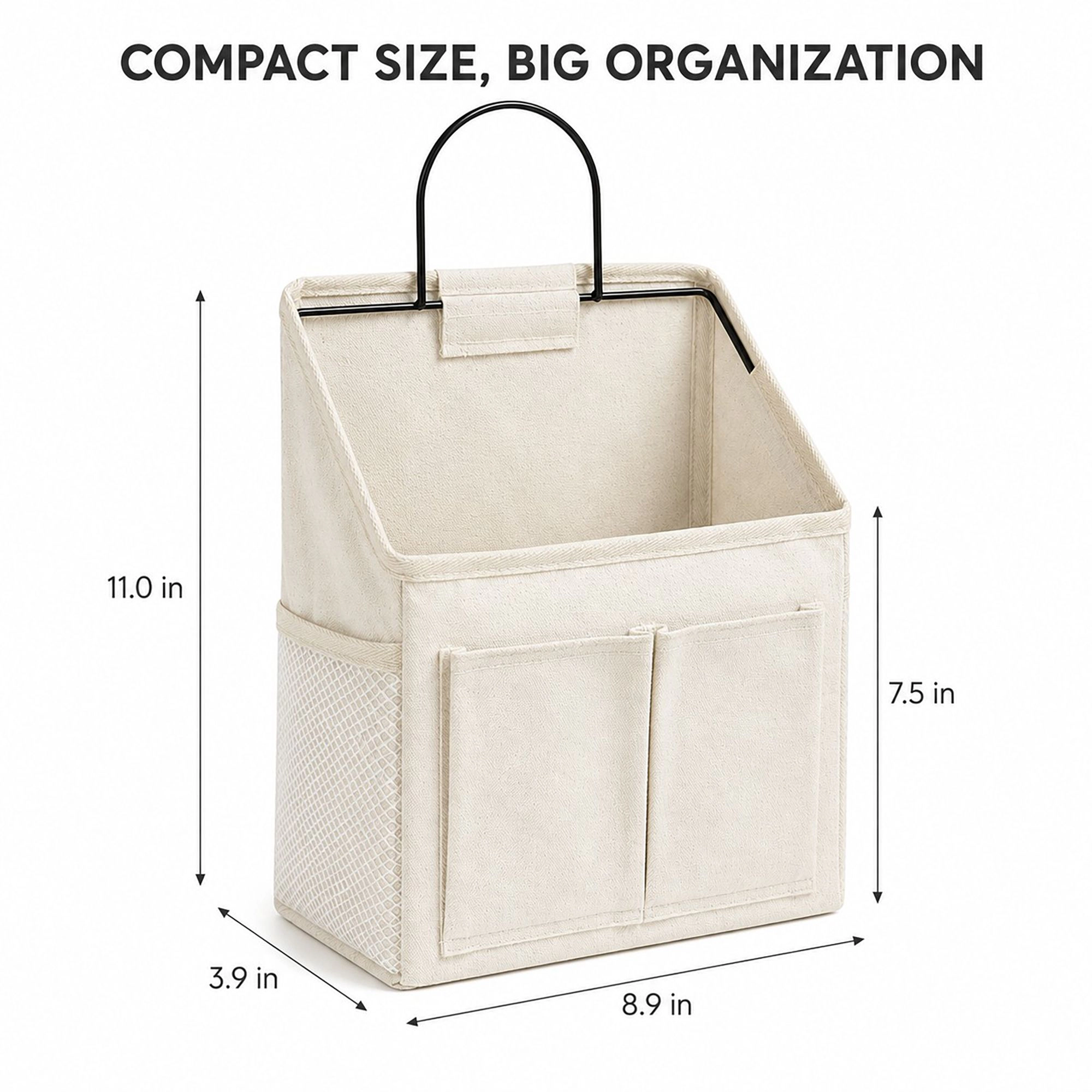 Alilang Women Hanging Bedside Storage Caddy with Metal Frame and Multiple Pockets Bed Rail Organizer