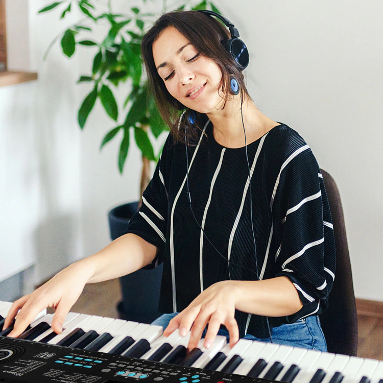 SUGIFT Black 61-Key Portable Electric Digital Keyboard Piano with Dual Speakers Carry Bag and Music Stand