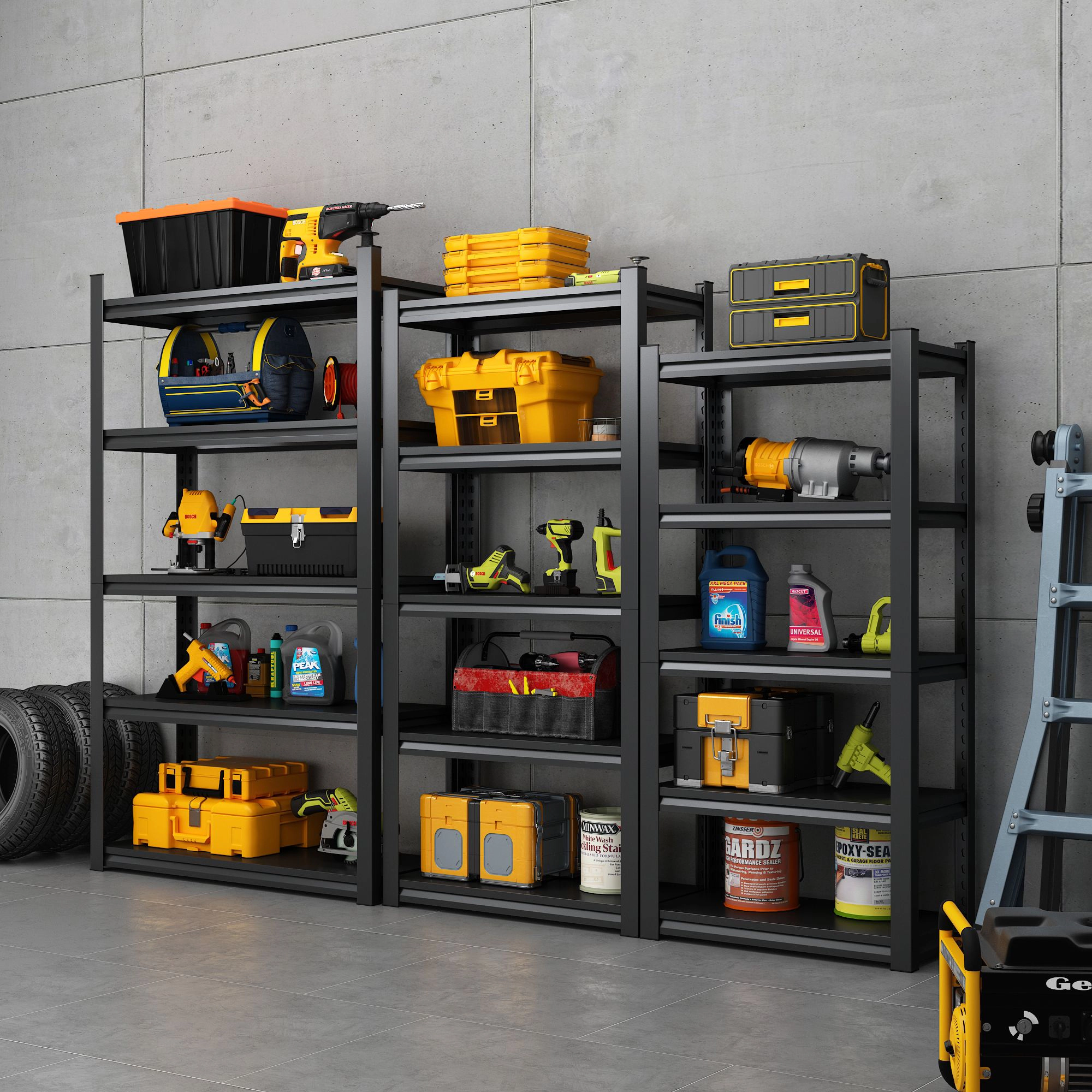 Flynama 5 Tier Metal Shelving 2000 LBS 78 in H x 18 in D Heavy Duty Adjustable Garage Storage Utility Rack Black
