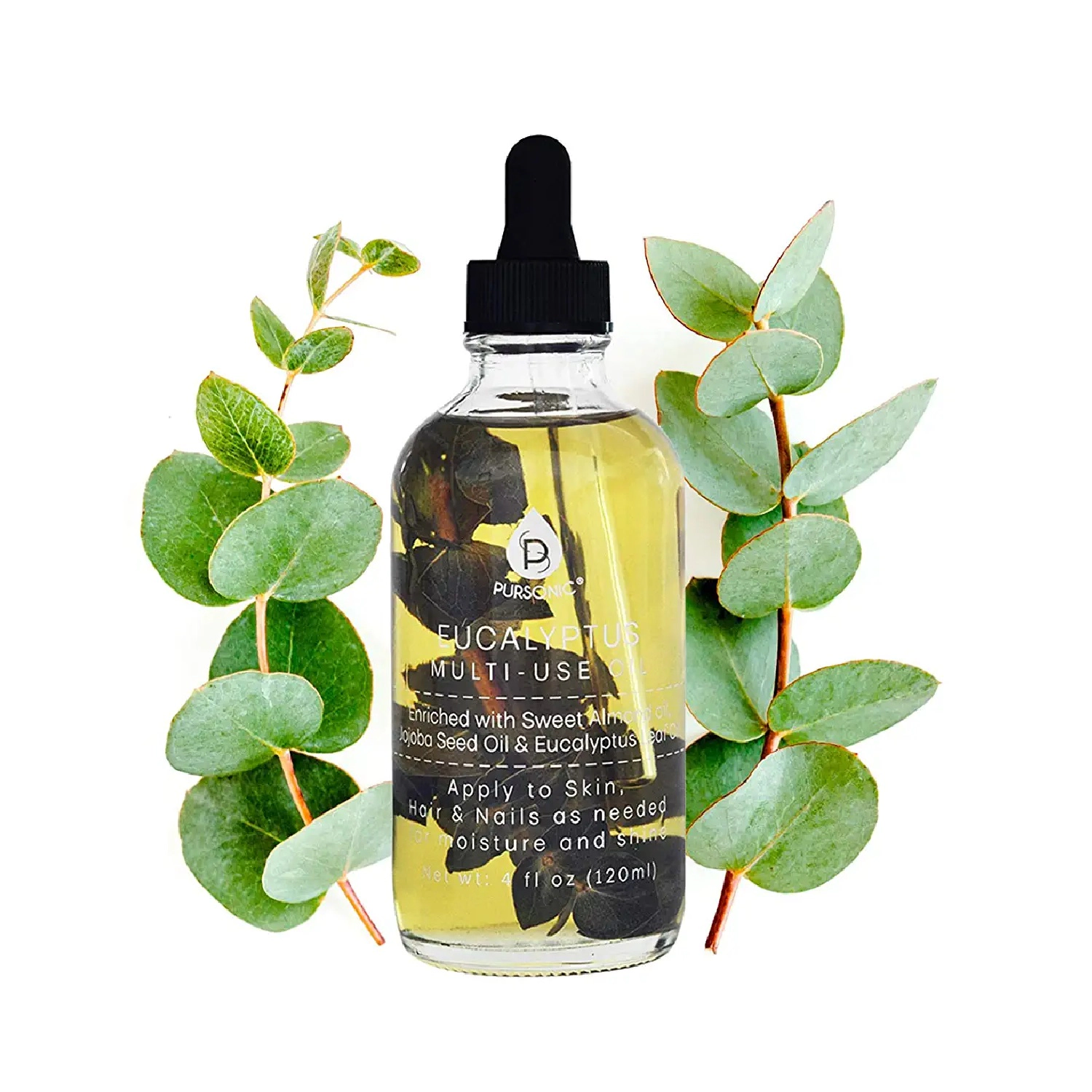 Pursonic Women's Floral Essence Multi-Use Body Oil Bundle with Lavender, Rose, Eucalyptus & Rosemary Botanical Oils for Skin, Hair & Nail Care