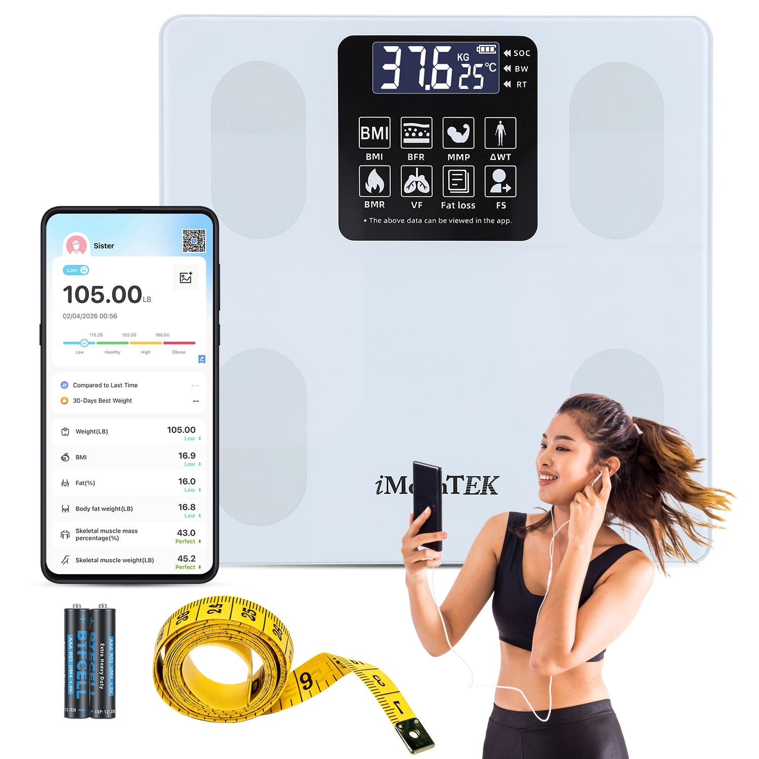 GBruno Smart Digital Body Weight Scale With App Sync