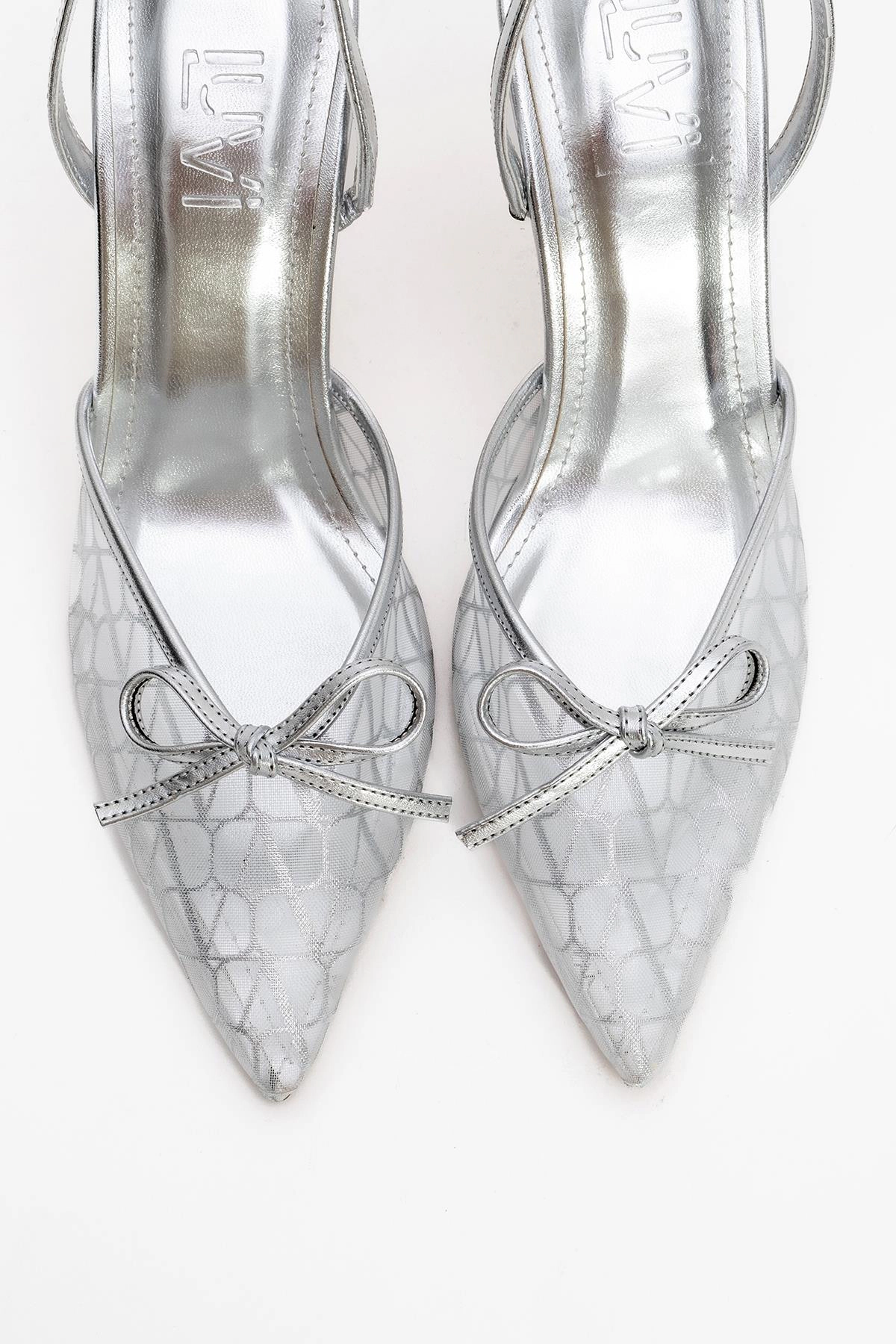 Prologue Shoes Womens Peony Mesh Bow Pointed Toe Pump