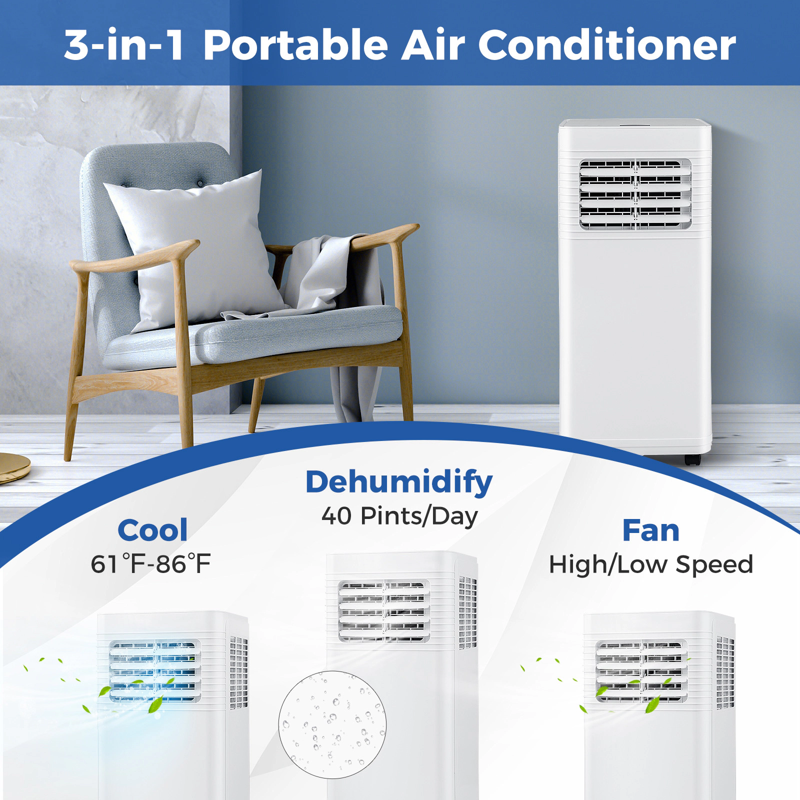 SlickBlue Unisex Portable 8000 BTU Air Conditioner