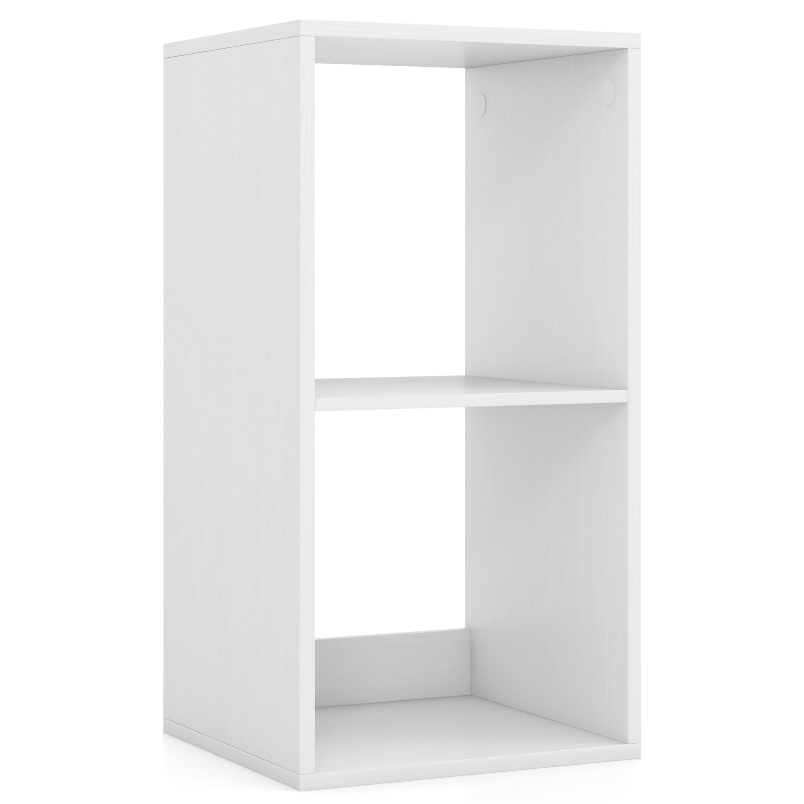 SUGIFT 2-Cube 110-lb Capacity White 27.5-in Small Bookshelf with Back Guardrail 2 Anti-Tipping Kits