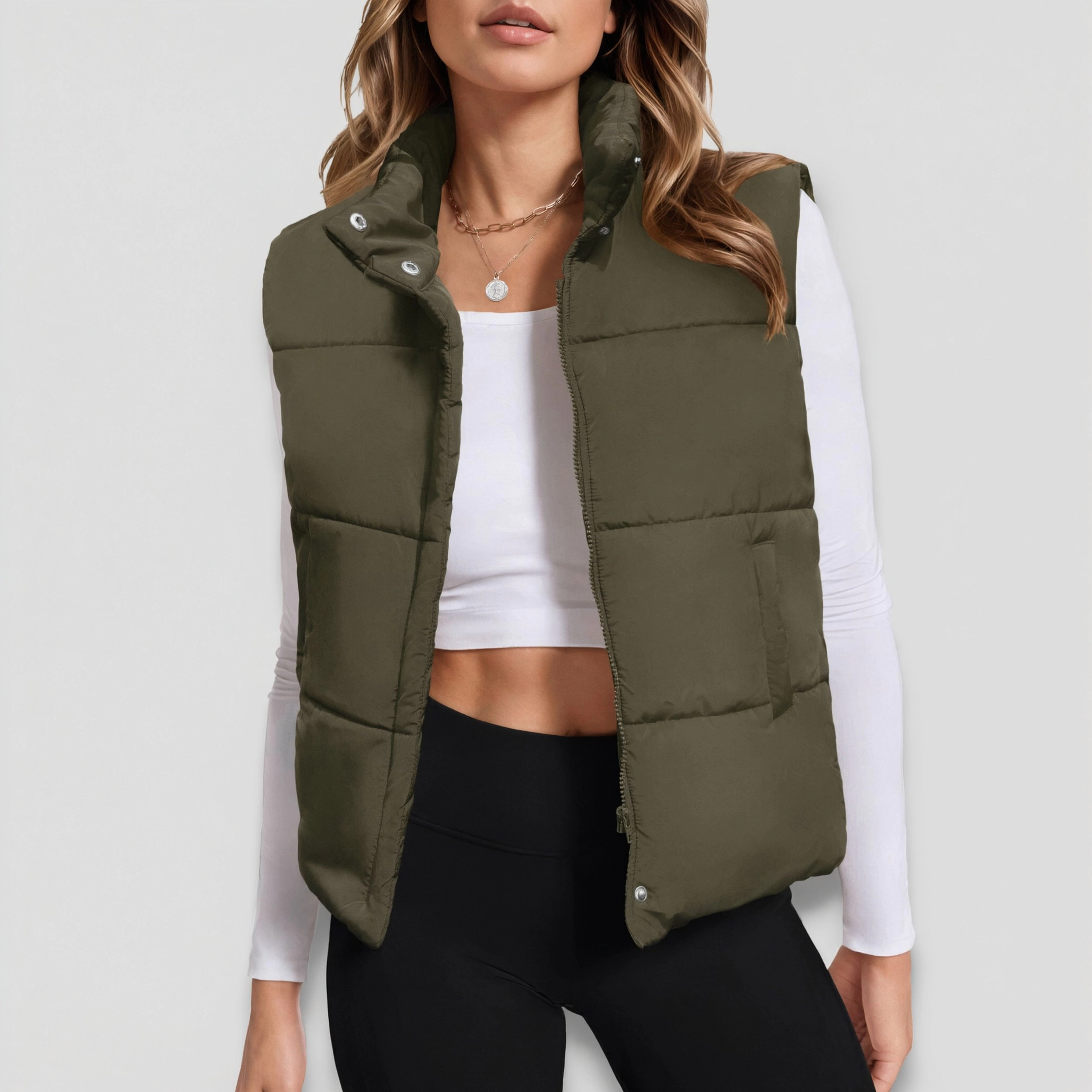 Zeagoo Women's Zip Up Quilted Lightweight Sleeveless Puffer Vest with Pockets