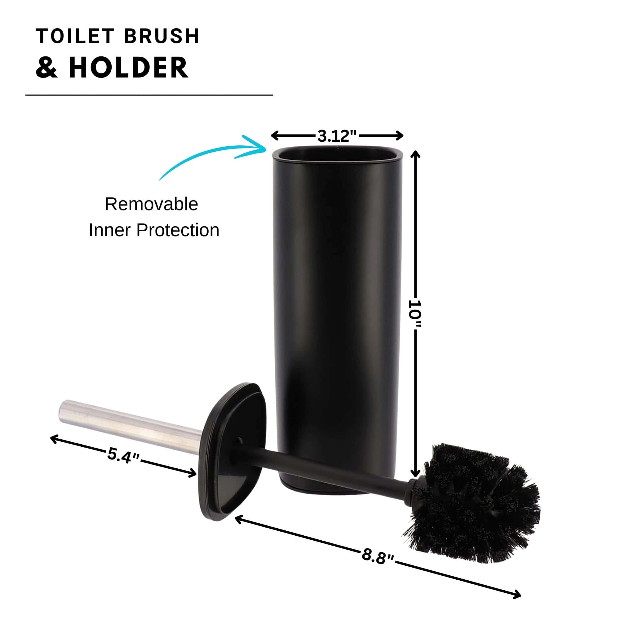Evideco French Home Goods Square Metal Toilet Brush and Holder Set
