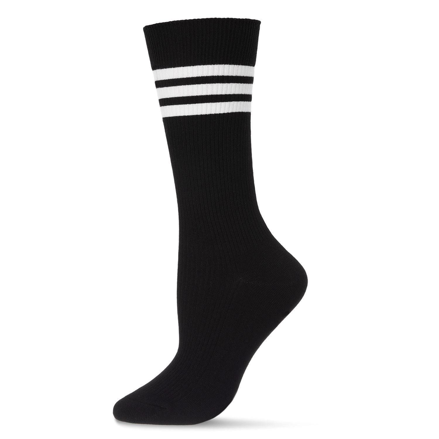 MeMoi Women's Tri-Ring Cotton Blend Slouch Ribbed Crew Socks