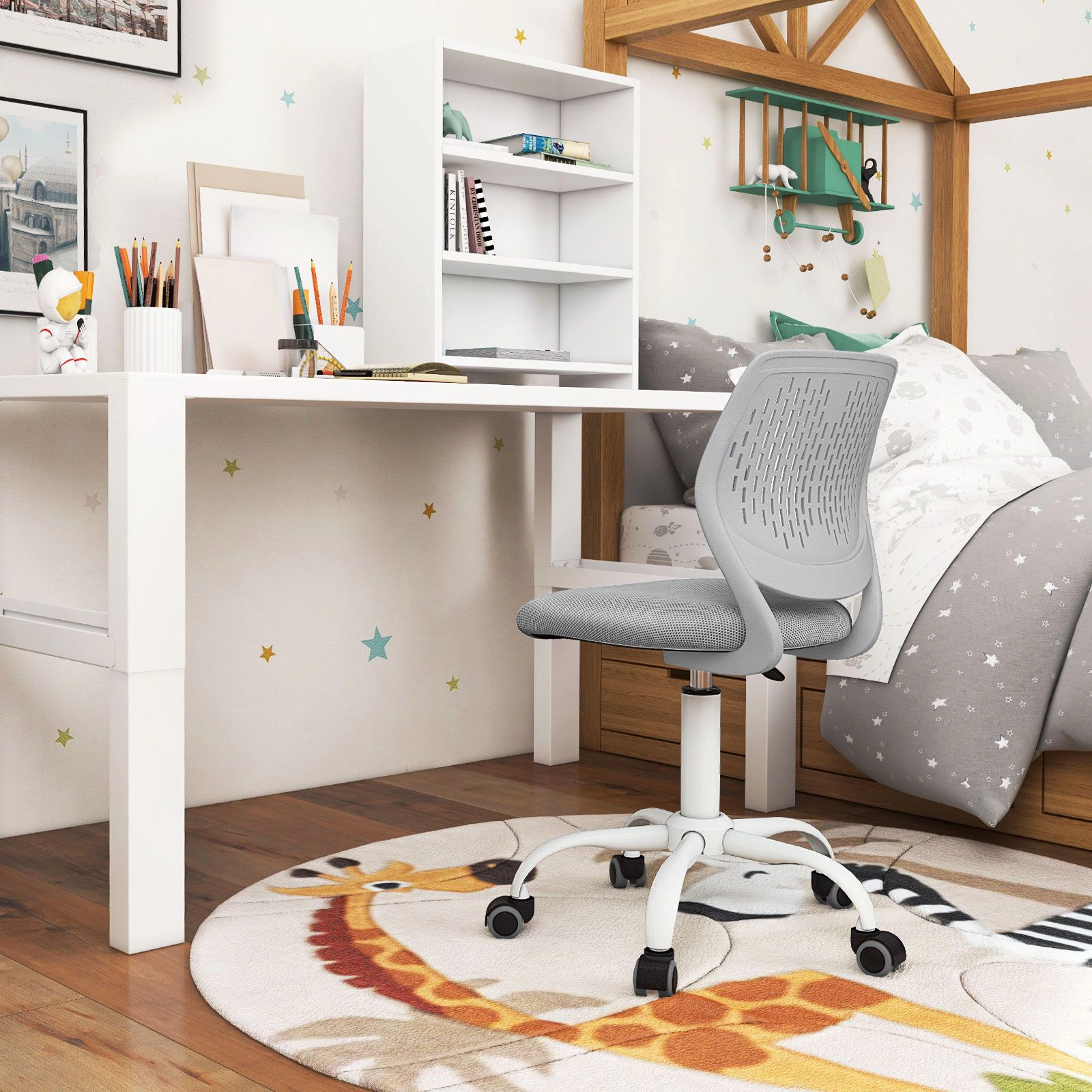SlickBlue Children Swivel Task Chair with Rolling Casters and Seat