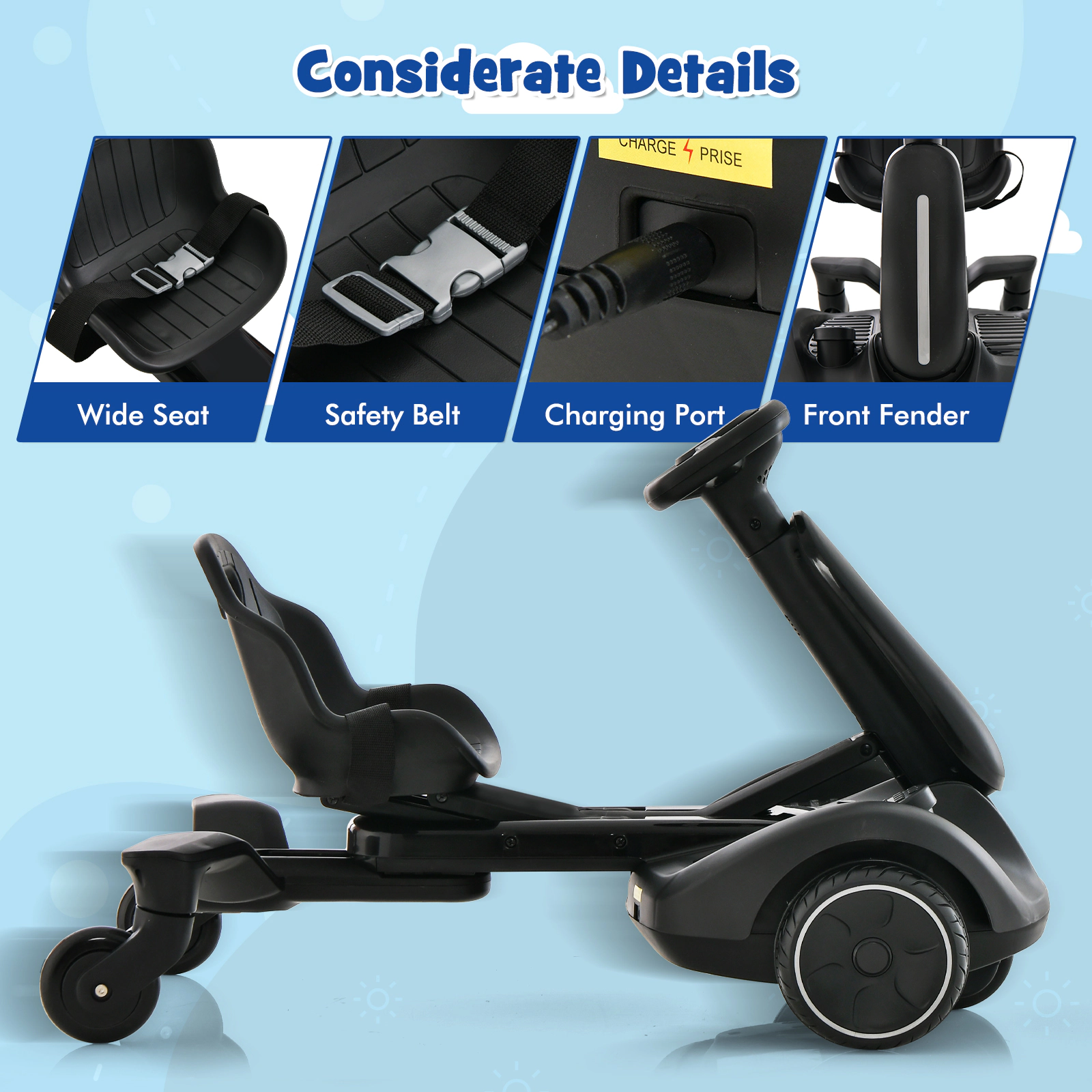 SUGIFT 6V Kids Ride On Drift Car with 360° Spin, Adjustable Seat and Foot Pedal 55-lb Capacity Ages 3-8 Black