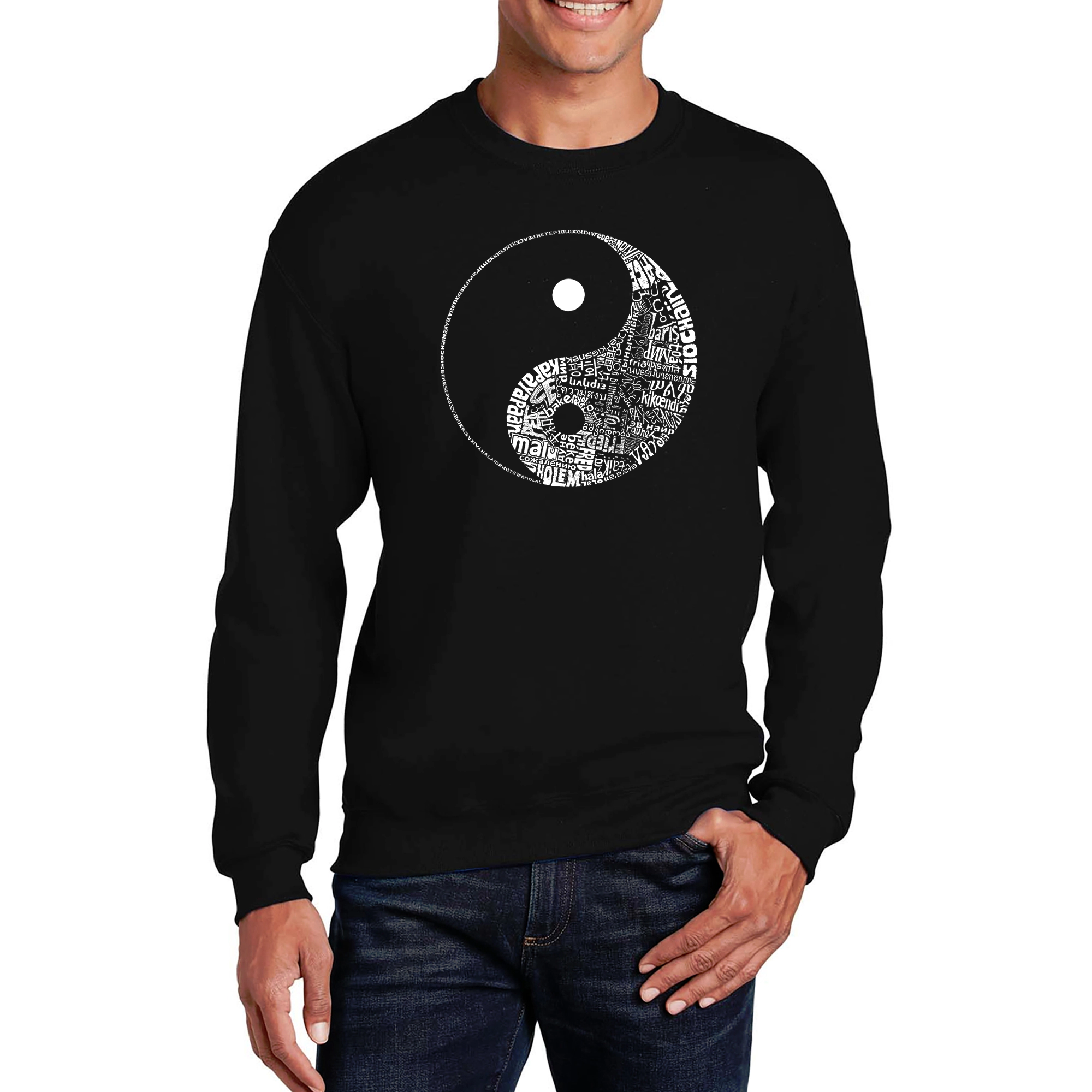 LA Pop Art Yin Yang - Mens Word Crew Sweatshirt