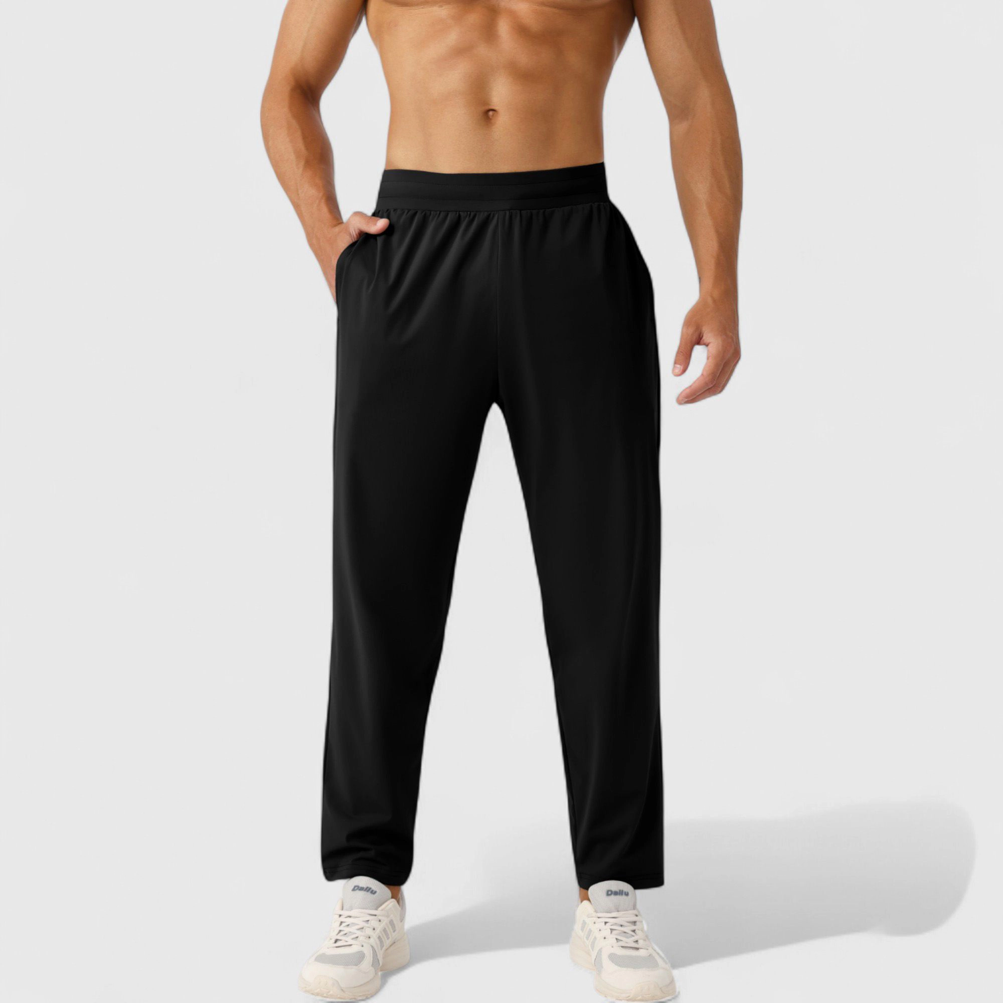 Anna-Kaci Men's Athletic Training Pants with Elastic Waistband and Straight-Leg Fit