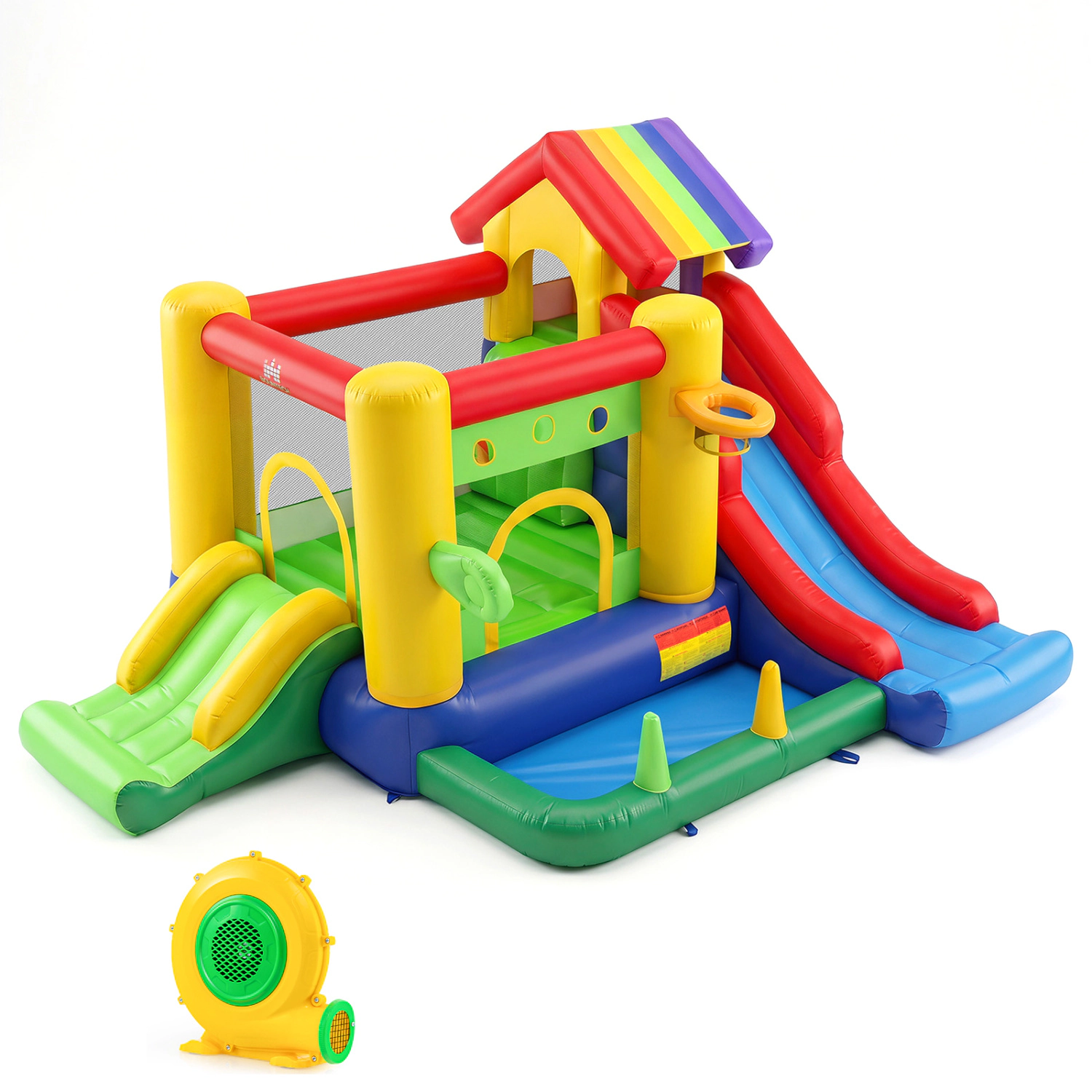 Hivvago Inflatable Bounce Castle with Double Slides and 735W Blower