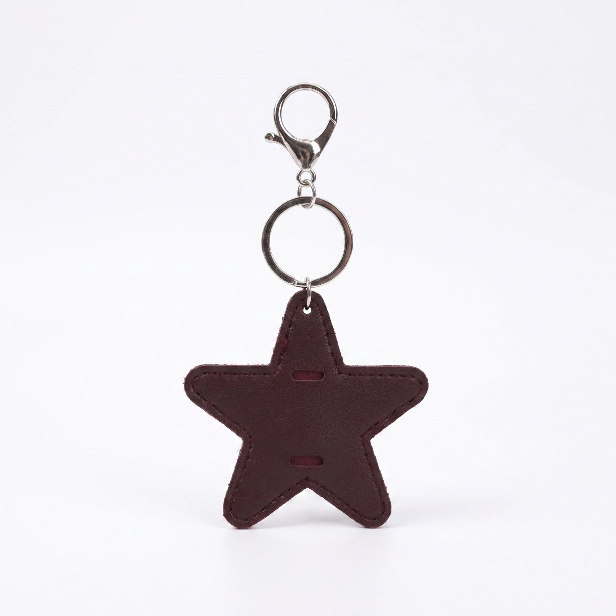 Alilang Women's 2-Piece Womens Faux Leather Bag Charm Keychain with Metal Clip Ring and Stitched Detail