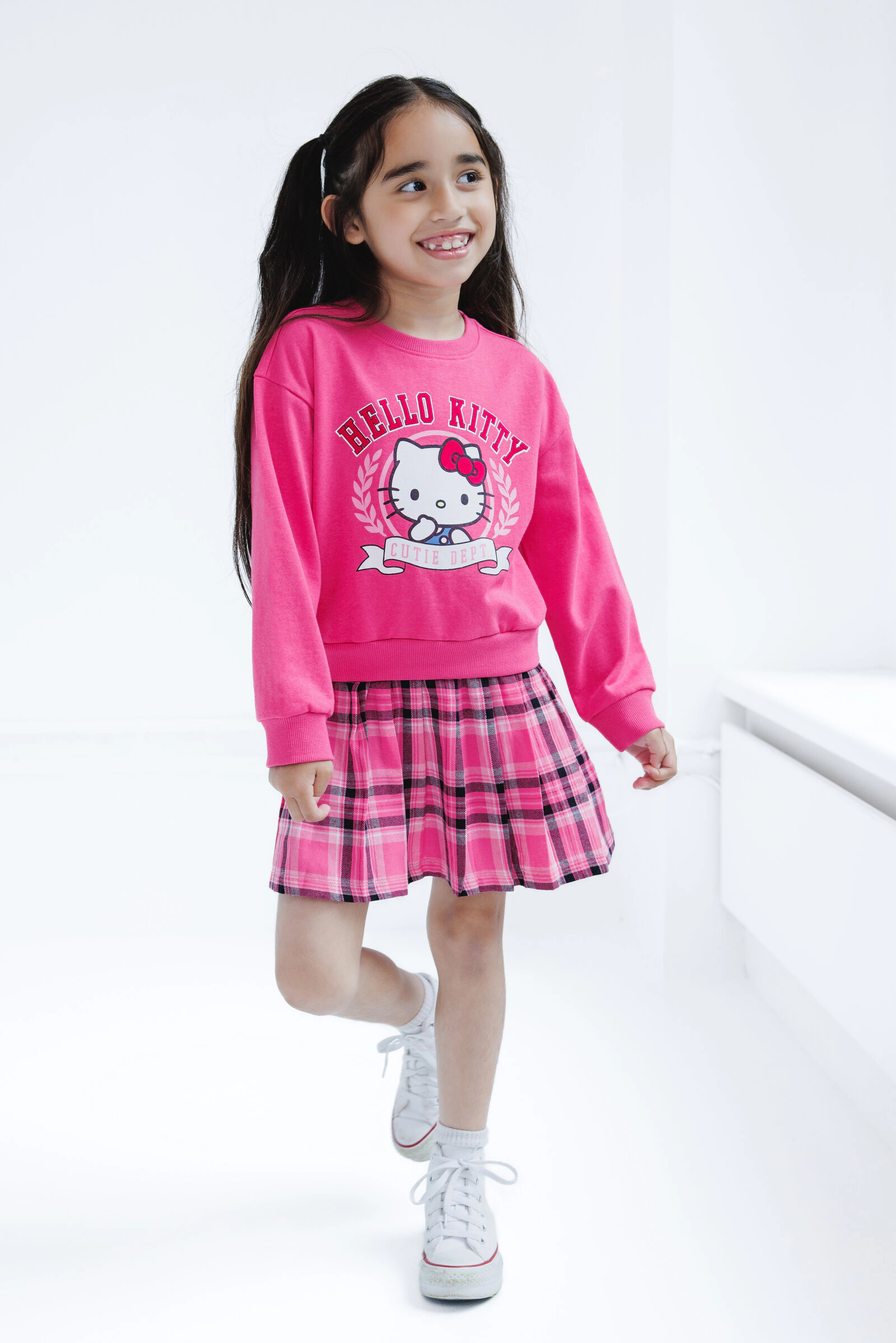 Hello Kitty Girls' Fleece Pleated Dress