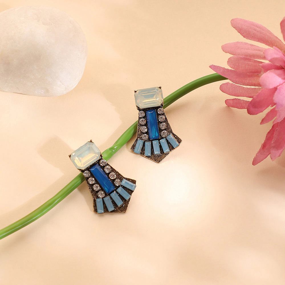 SOHI Women's Electric Blue Stone Drop Earrings