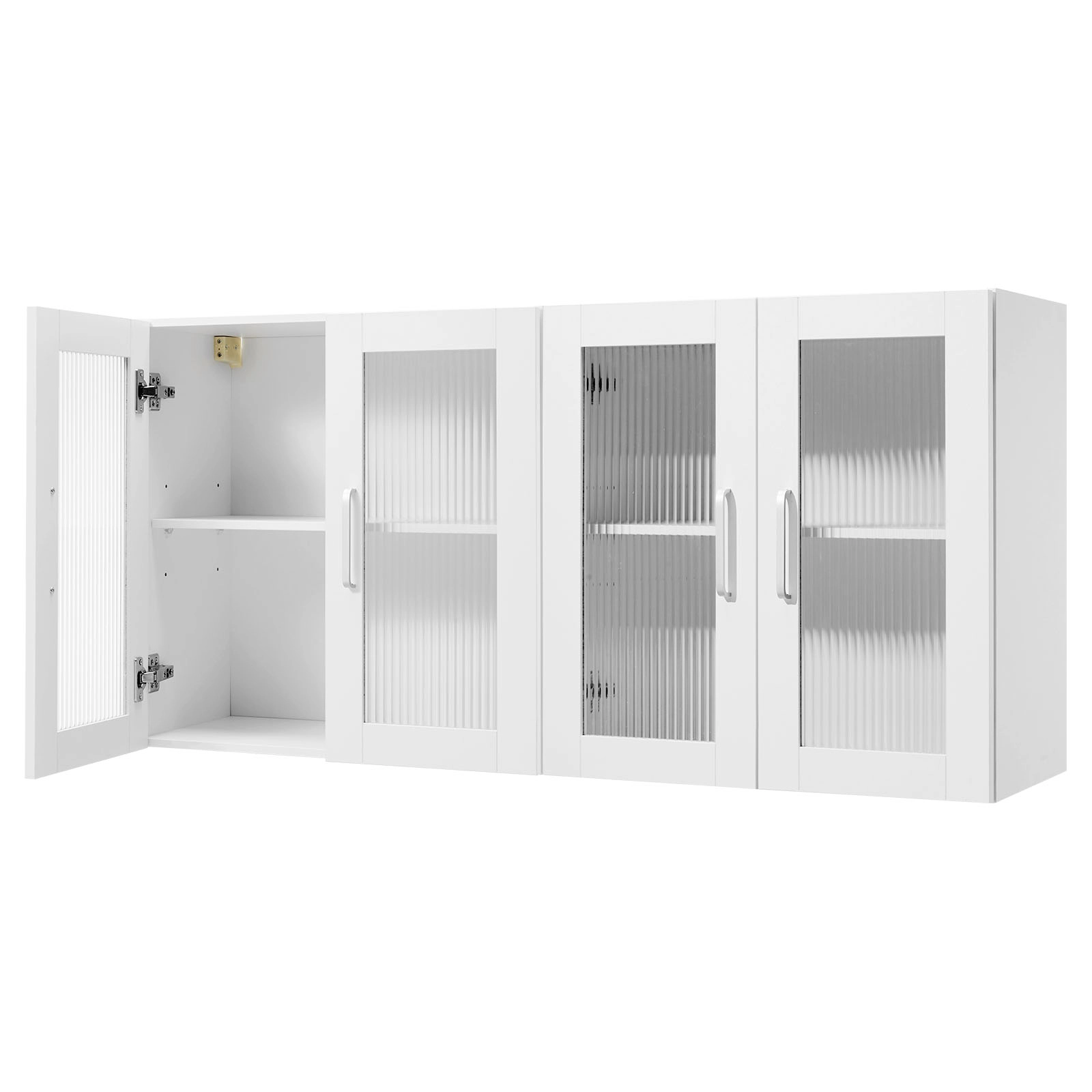 HONGGE Laundry Room Wall Cabinet 2-Tier Wall Mounted Hanging Cabinet with Adjustable Shelf Cupboard Storage with for
