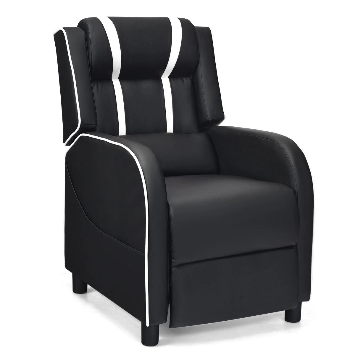 SUGIFT White Racing-Style Gaming Recliner with Massage, Footrest and 160-Degree Recline