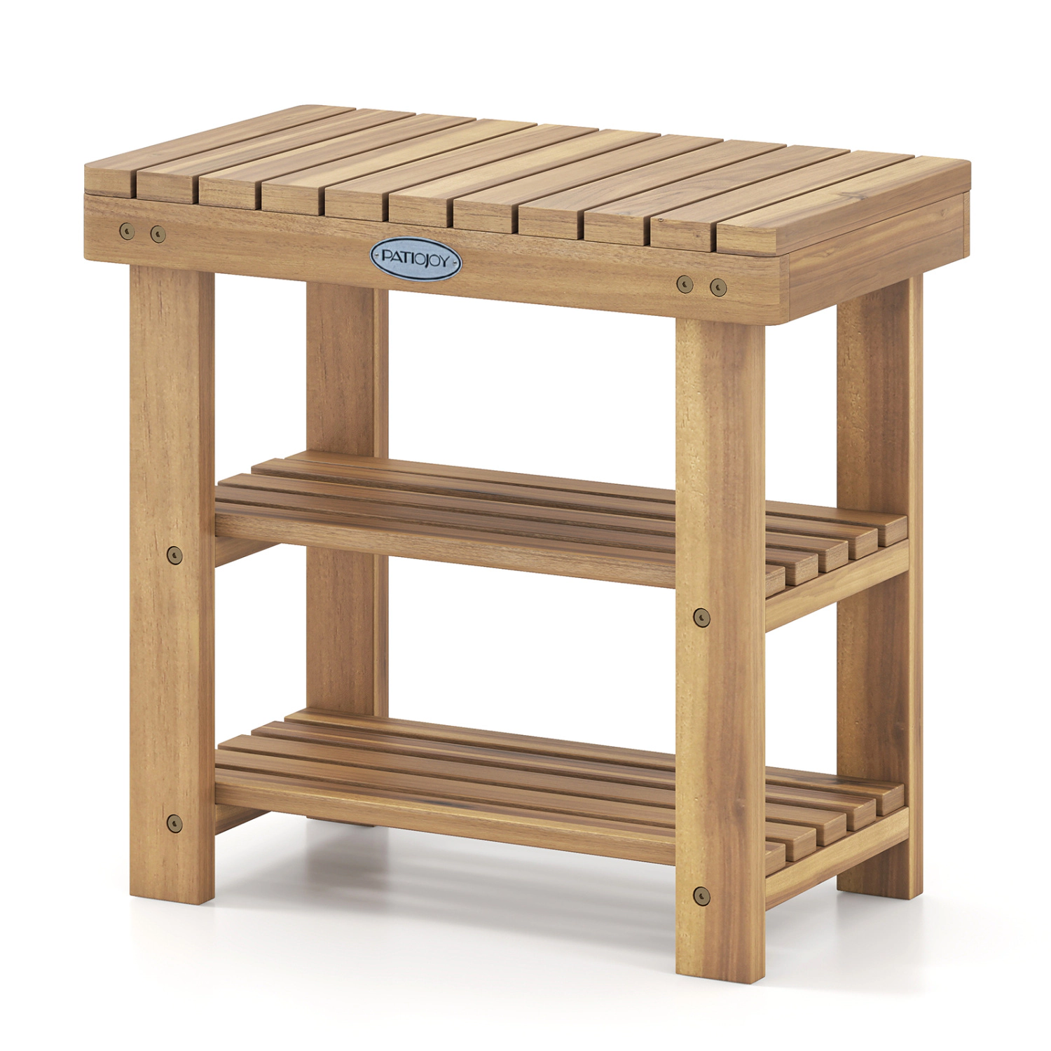 SlickBlue Solid Wood Entryway Shoe Bench with Storage Shelf