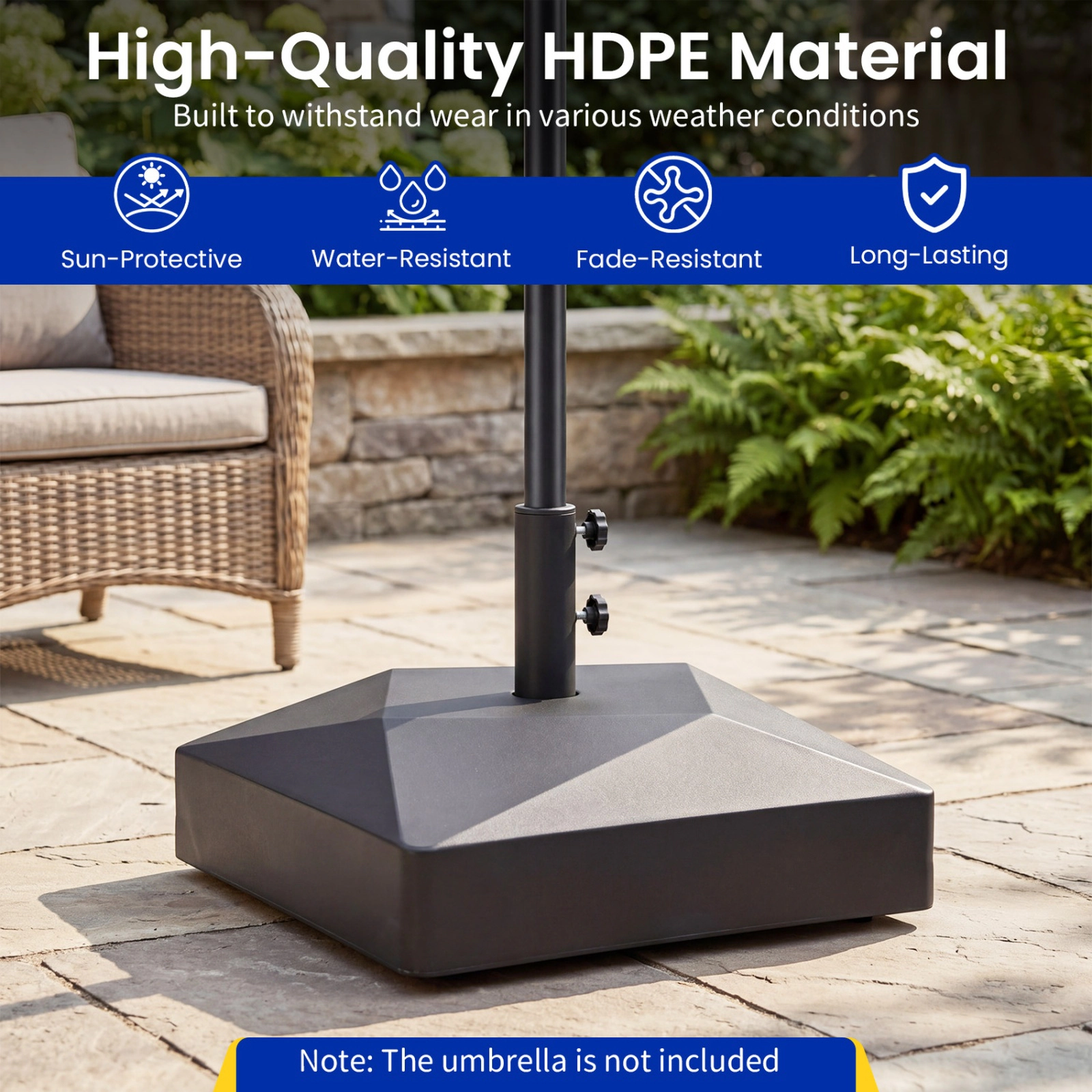 SUGIFT Mobile Fillable Patio Umbrella Base 154-lb Capacity Fits 6-10 ft Umbrellas Black