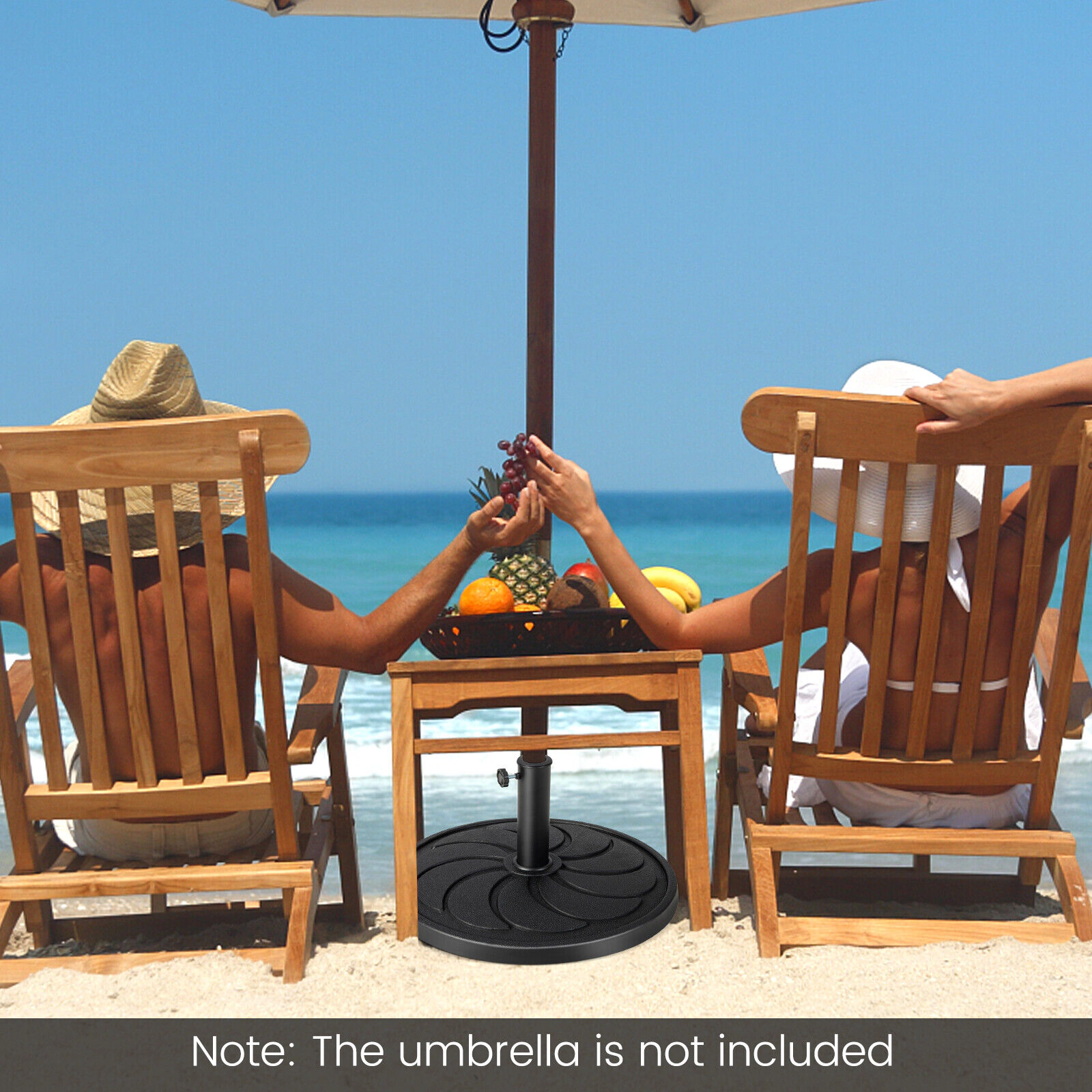 Slickblue 40 lb Resin Patio Umbrella Base with Metal Pole and Adapters Black