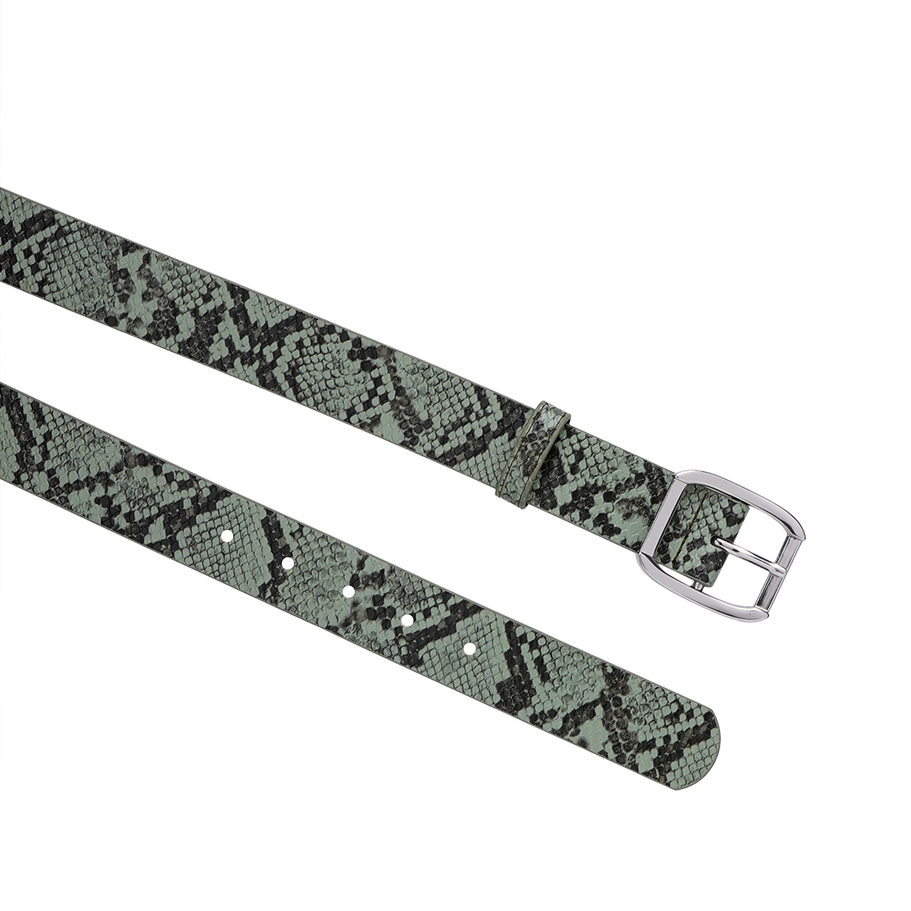 AGP PARIS Green Snake Print Women's Belt