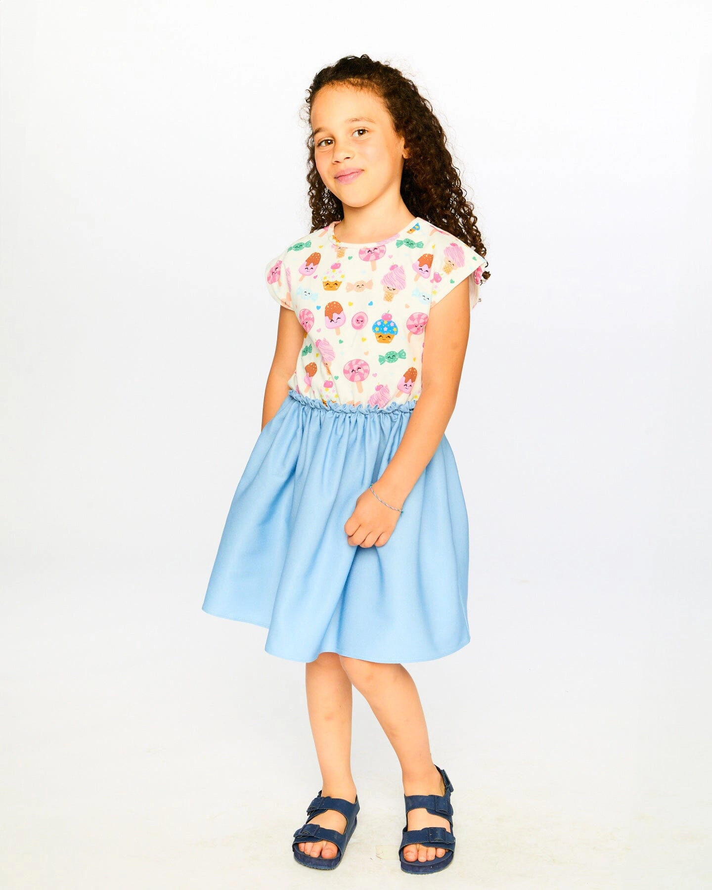 Deux par Girls Bi-Material Dress Candy Print