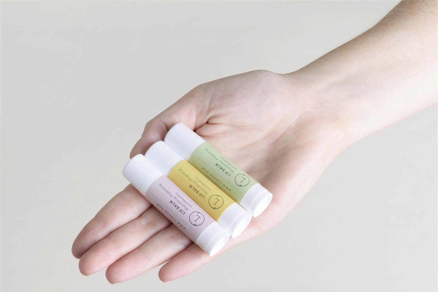 Lizush Lip Balm Set of 3 Natural Unscented Lip Balms